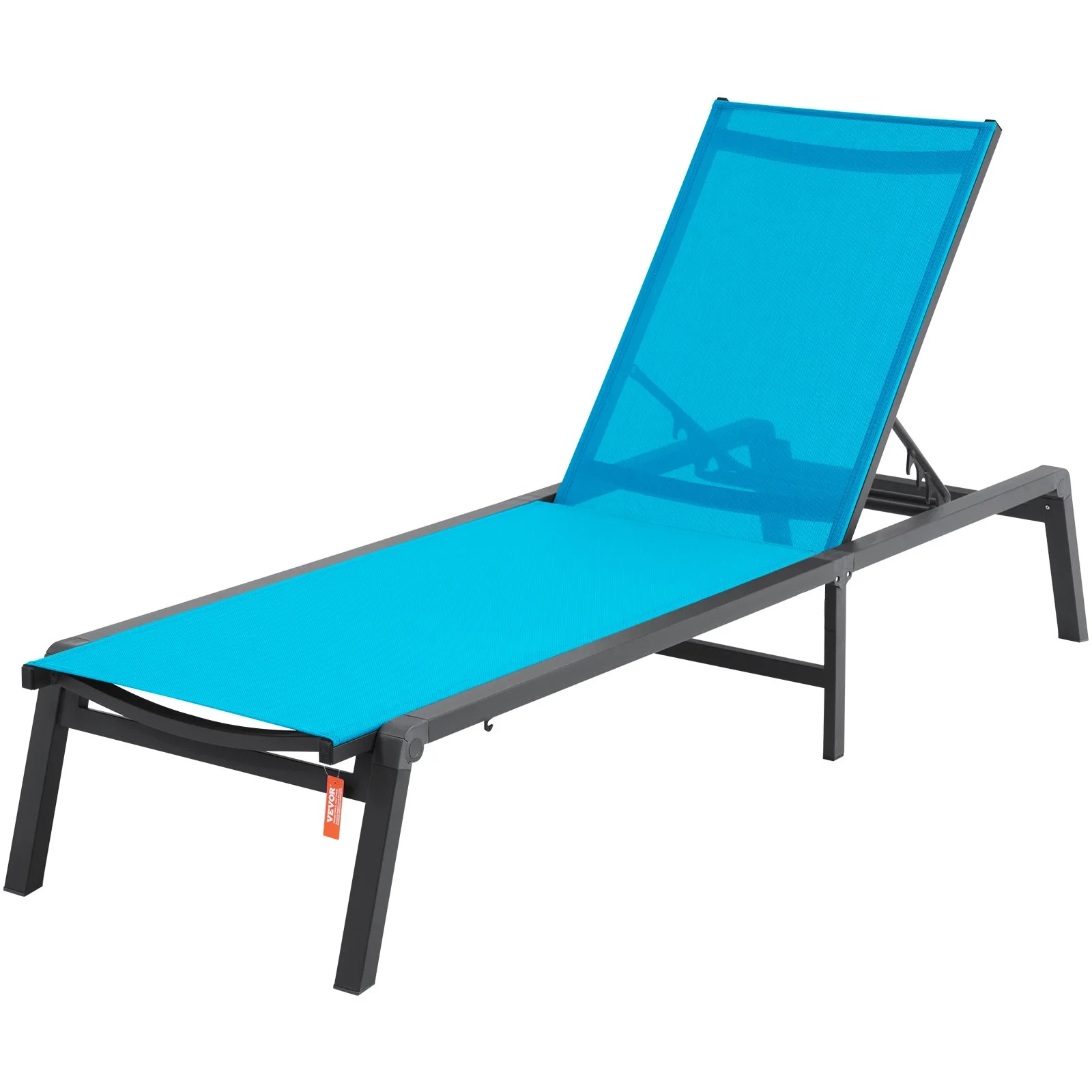 Chaise Lounge Chair Outdoor, Aluminum Patio Lounge Chair with Adjustable 5-Position, Folding Pool Lounge Chair Recliner and Full Flat Tanning Chair for Patio, Beach, Pool, Blue - Image 10