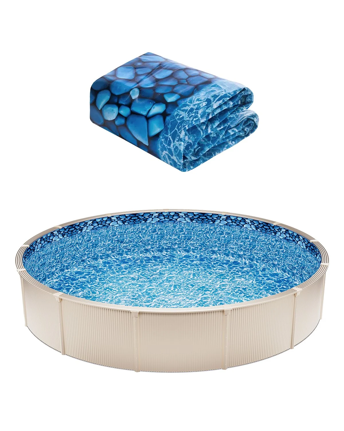 18-ft Round Above Ground Pool Liner, Unibead Pool Liners, Standard Gauge, 52inch Wall Height, Designed for Steel Sided Above-Ground Swimming Pools