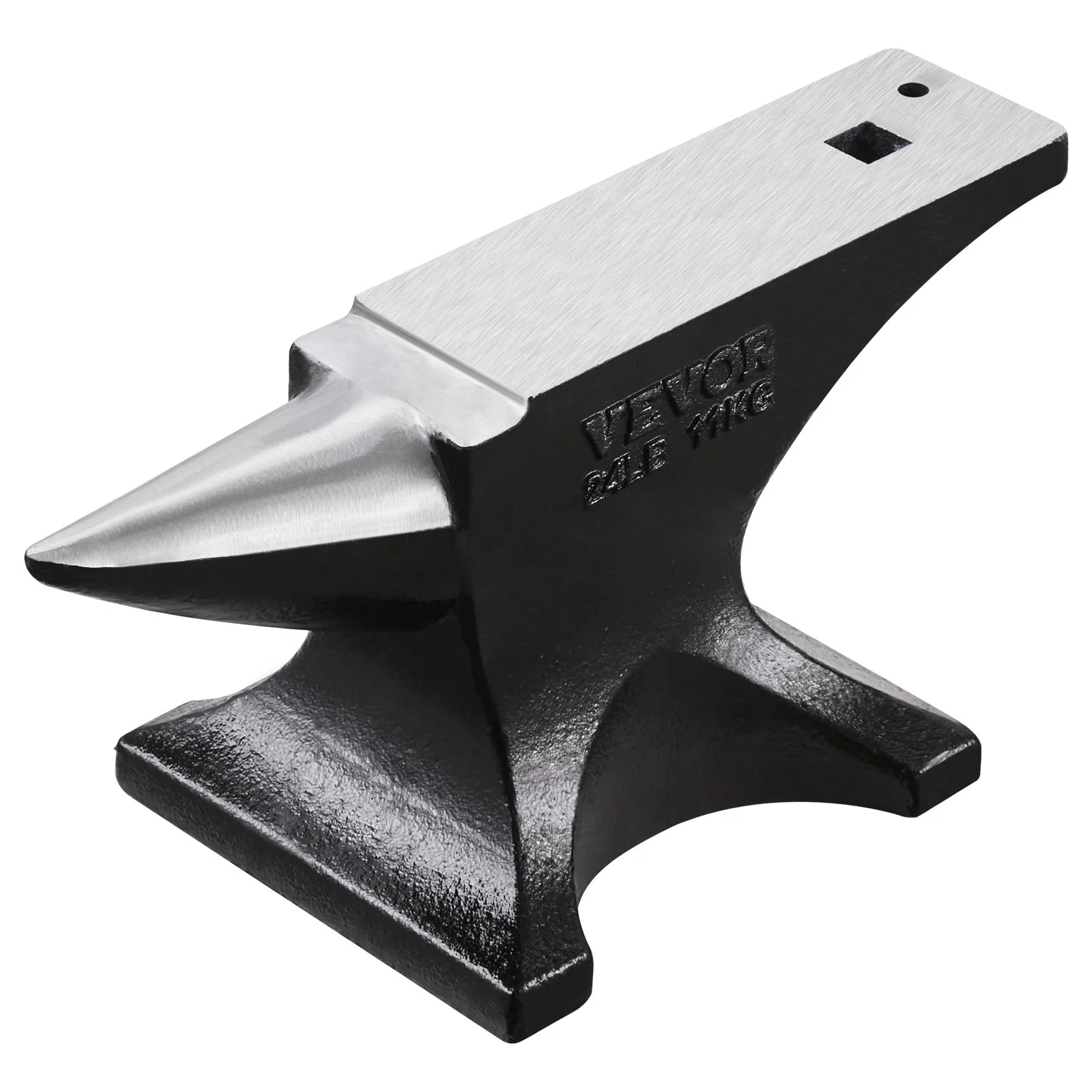 Single Horn Anvil, 25lbs Cast Steel Anvil, High Hardness Rugged Round Horn Anvil for Blacksmiths, with Stable Base, Metal Working Tool for Metal Bending, Shaping, Twisting, Craft Projects