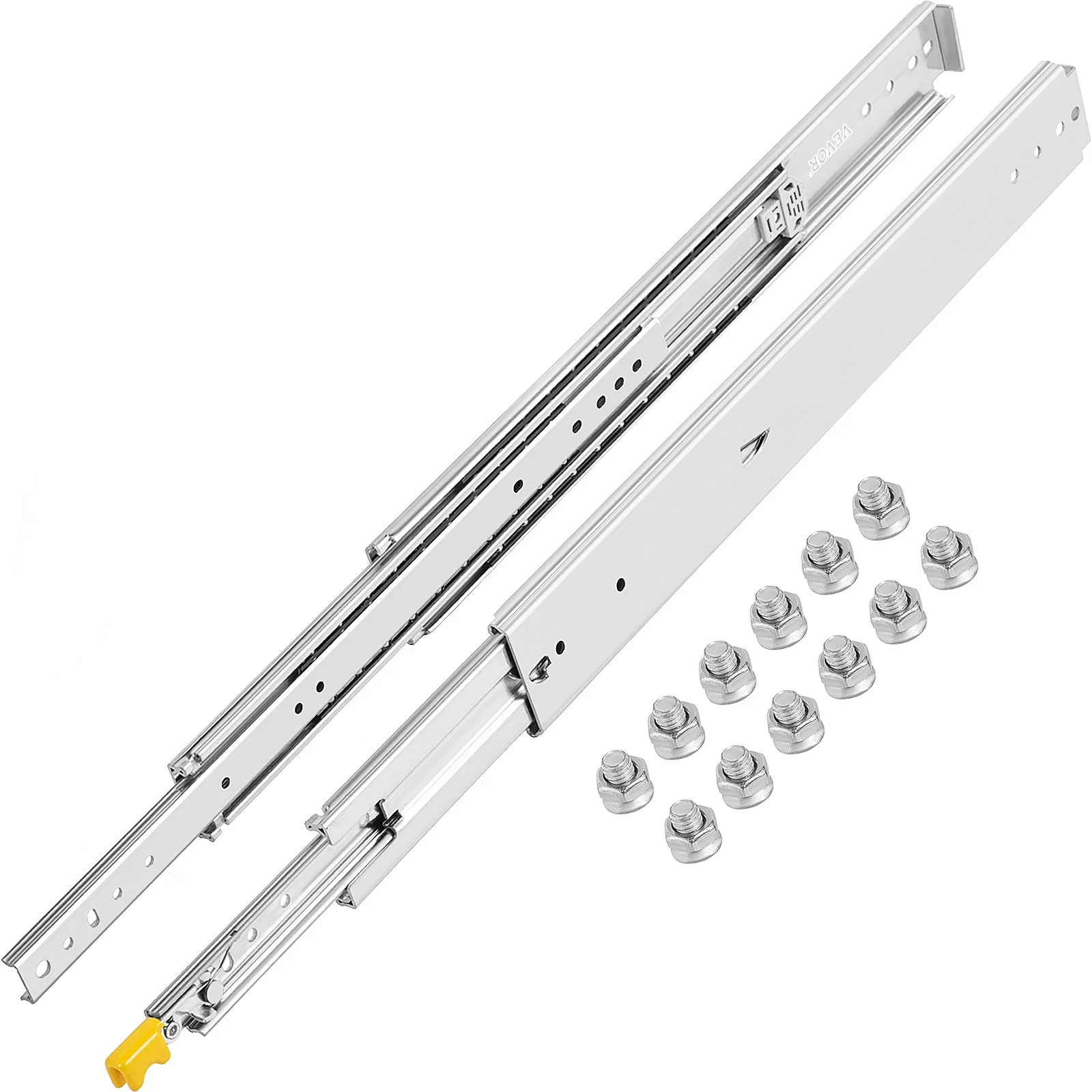 Heavy Duty Drawer Slides 36" Length, Locking Drawer Slides 500lbs Load Capacity Long Full Extension Drawer Slide 1 Pair Side Mount Ball Bearing Drawer Glides Push to Open Drawer Runners Rail