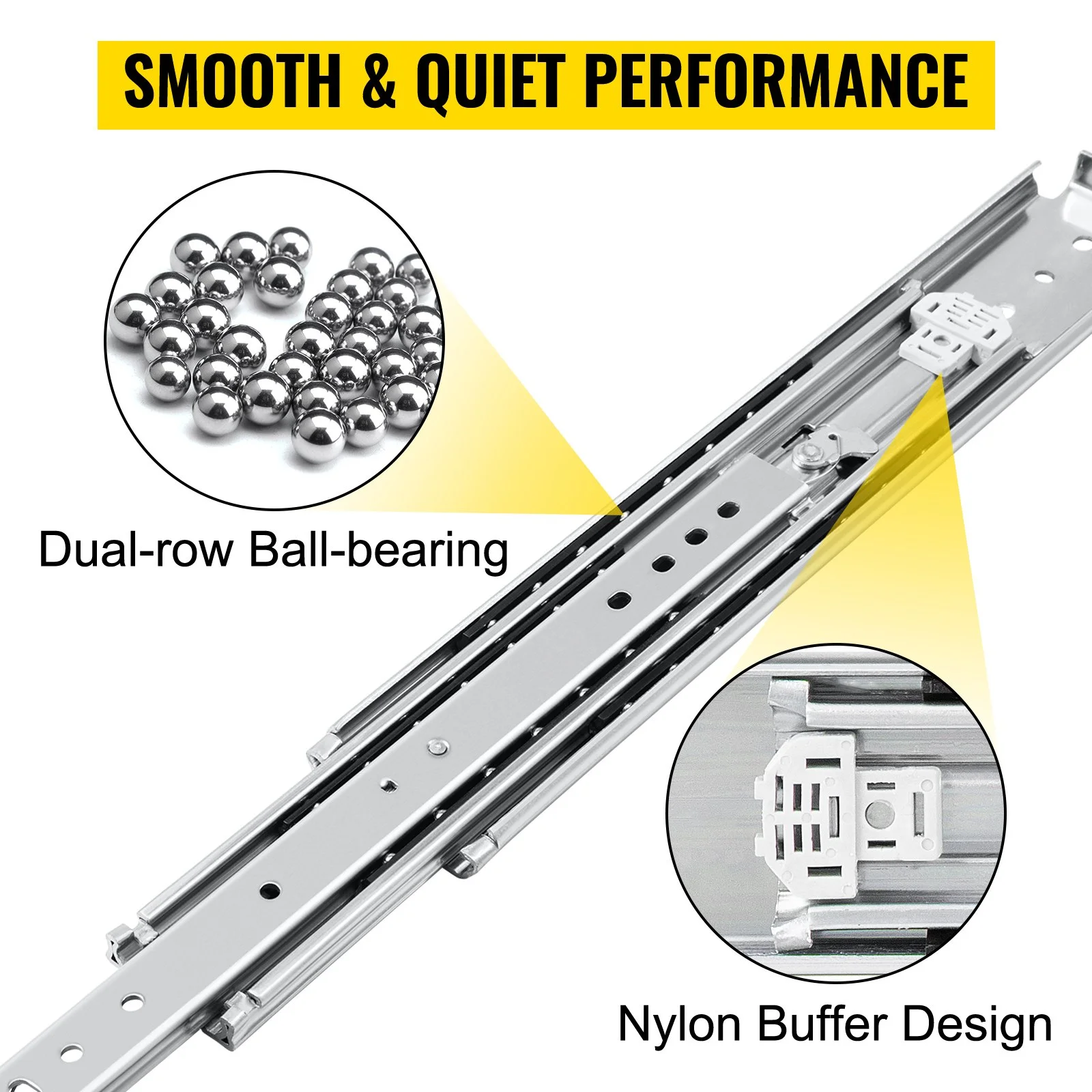 Heavy Duty Drawer Slides 36" Length, Locking Drawer Slides 500lbs Load Capacity Long Full Extension Drawer Slide 1 Pair Side Mount Ball Bearing Drawer Glides Push to Open Drawer Runners Rail - Image 10