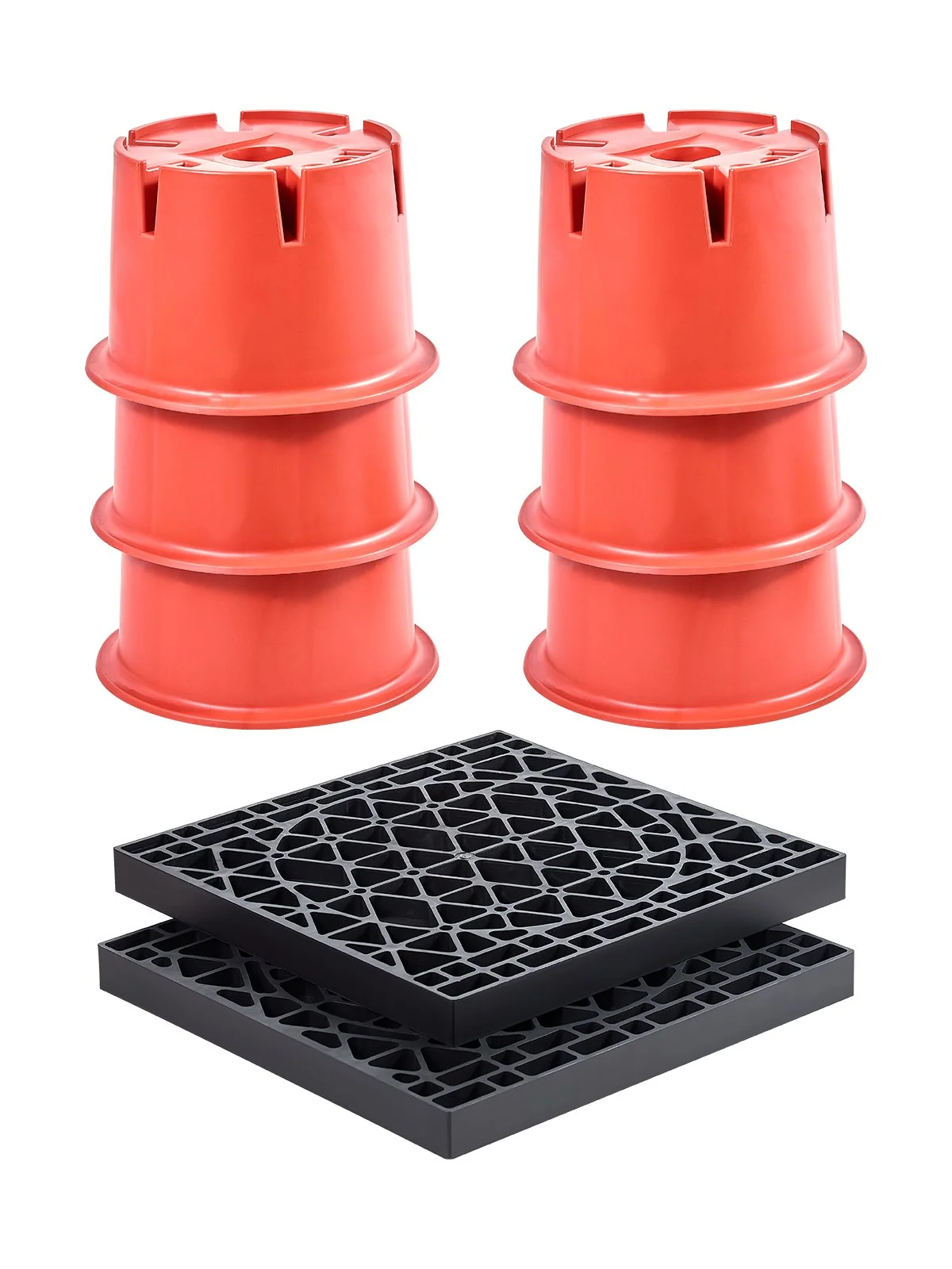 Trailer Jack Blocks, 8" High, 2000 lbs Capacity, 8 Pcs Heavy Duty Camper Leveler Kit - 6 RV Leveling Blocks & 2 Pads, Camper Accessories for Travel Trailers, 5th Wheels Class A/C Motorhomes