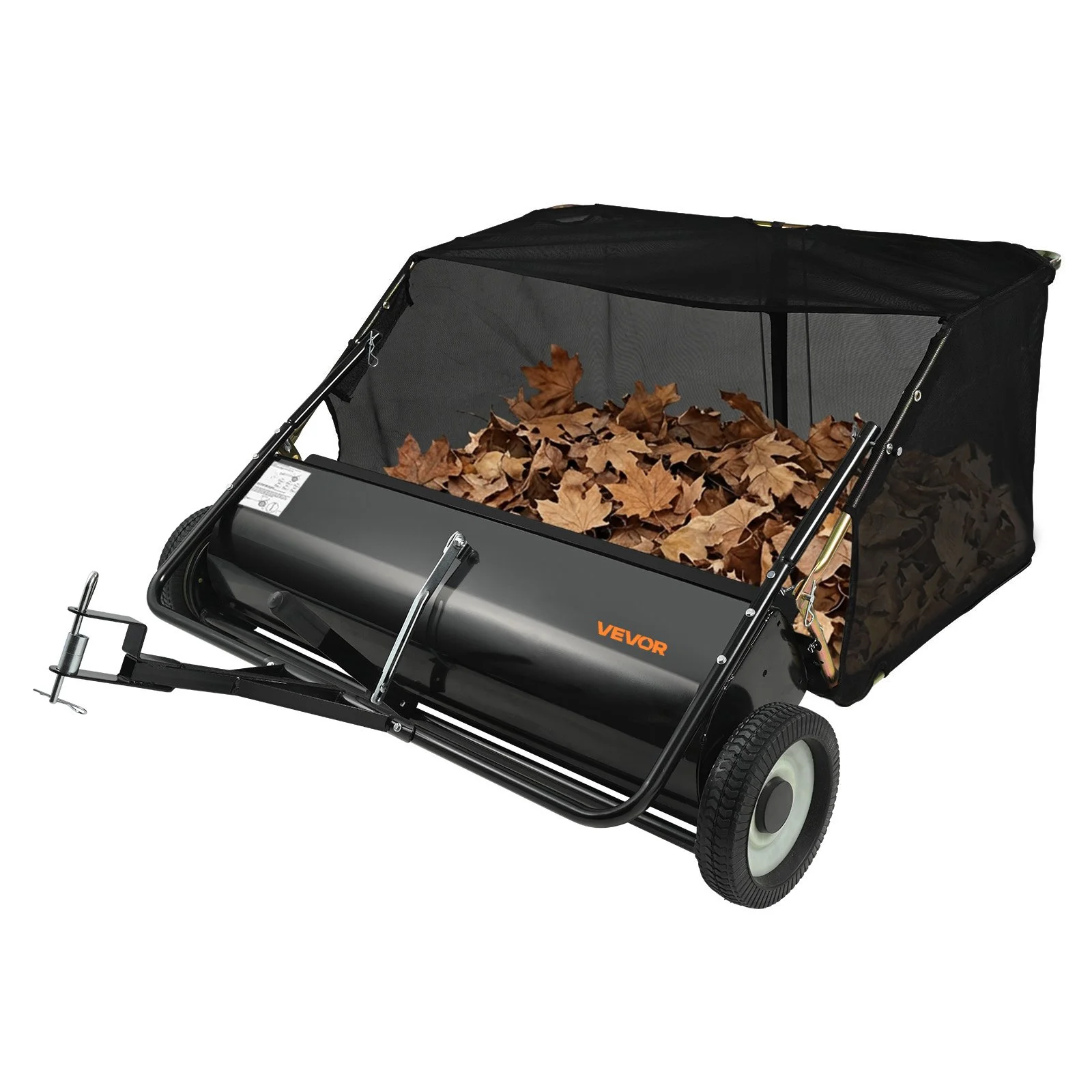 Tow Behind Lawn Sweeper, 50 in Pull Behind Lawn Sweeper, 26 cu. ft Large Capacity Leaf & Grass Collector, Heavy Duty Garden Sweeper with Adjustable Sweeping Height for Yard, Lawn, Farm