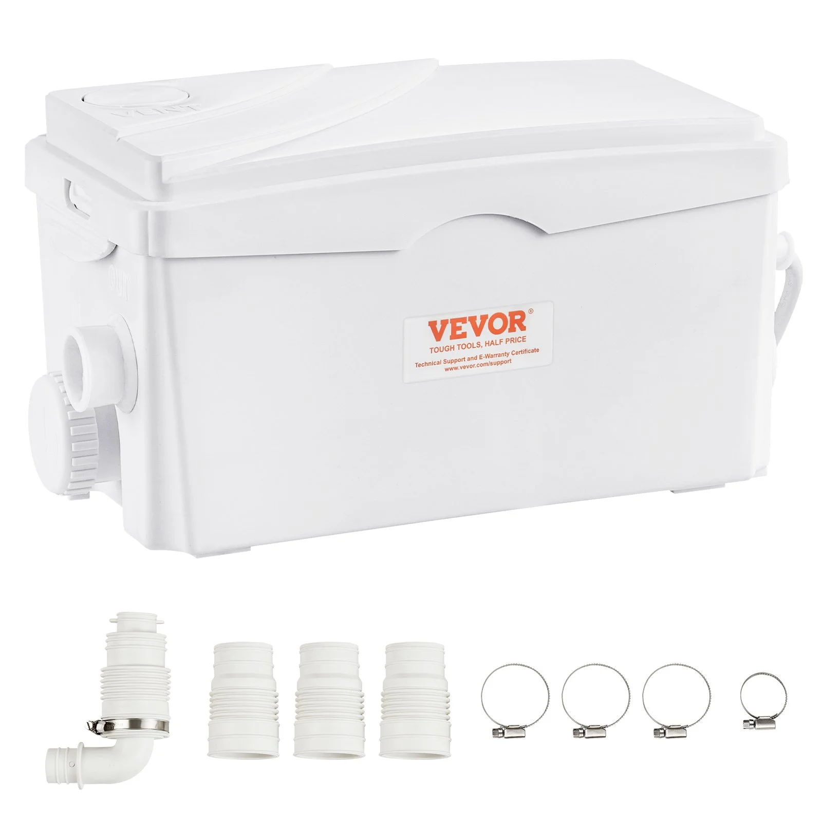 Macerator Pump, 350W, 6000 L/h Flow, 23 ft/7 m Head, Macerator Sewerage Sump Pump with 3 Water Inlets for Basement, Kitchen, Sink, Shower, Bathtub, Laundry Waste Water Disposal Upflush Machine