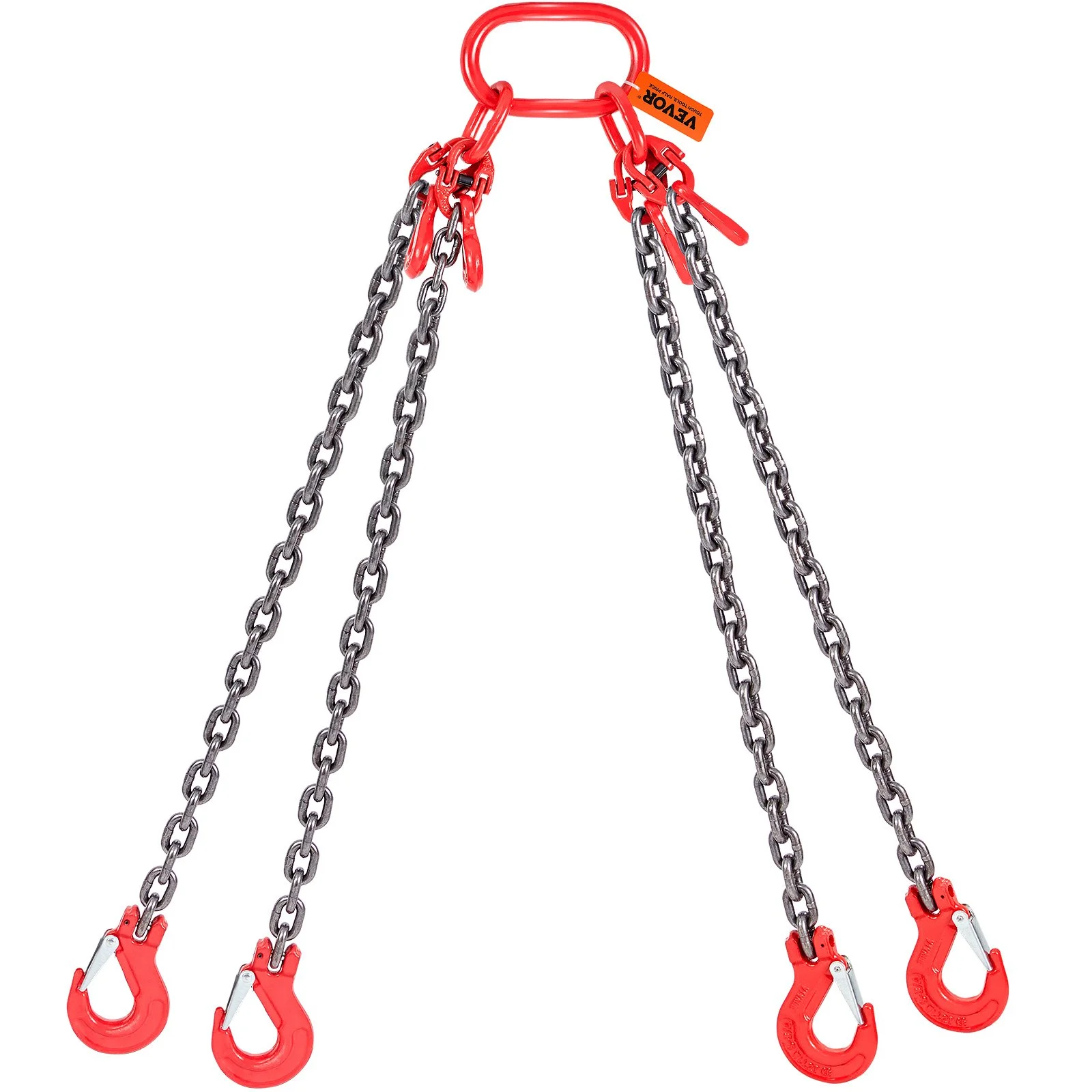 Chain Sling, 5/16 inch x 5 ft Lifting Chains with Hooks, G80 Engine Chain Hoist Lifts, 11000 lbs/5 Ton Lifting Sling Chains for Engine Hoist, Engine Lift Chain with 4 Leg Grab Hooks & Adjusters