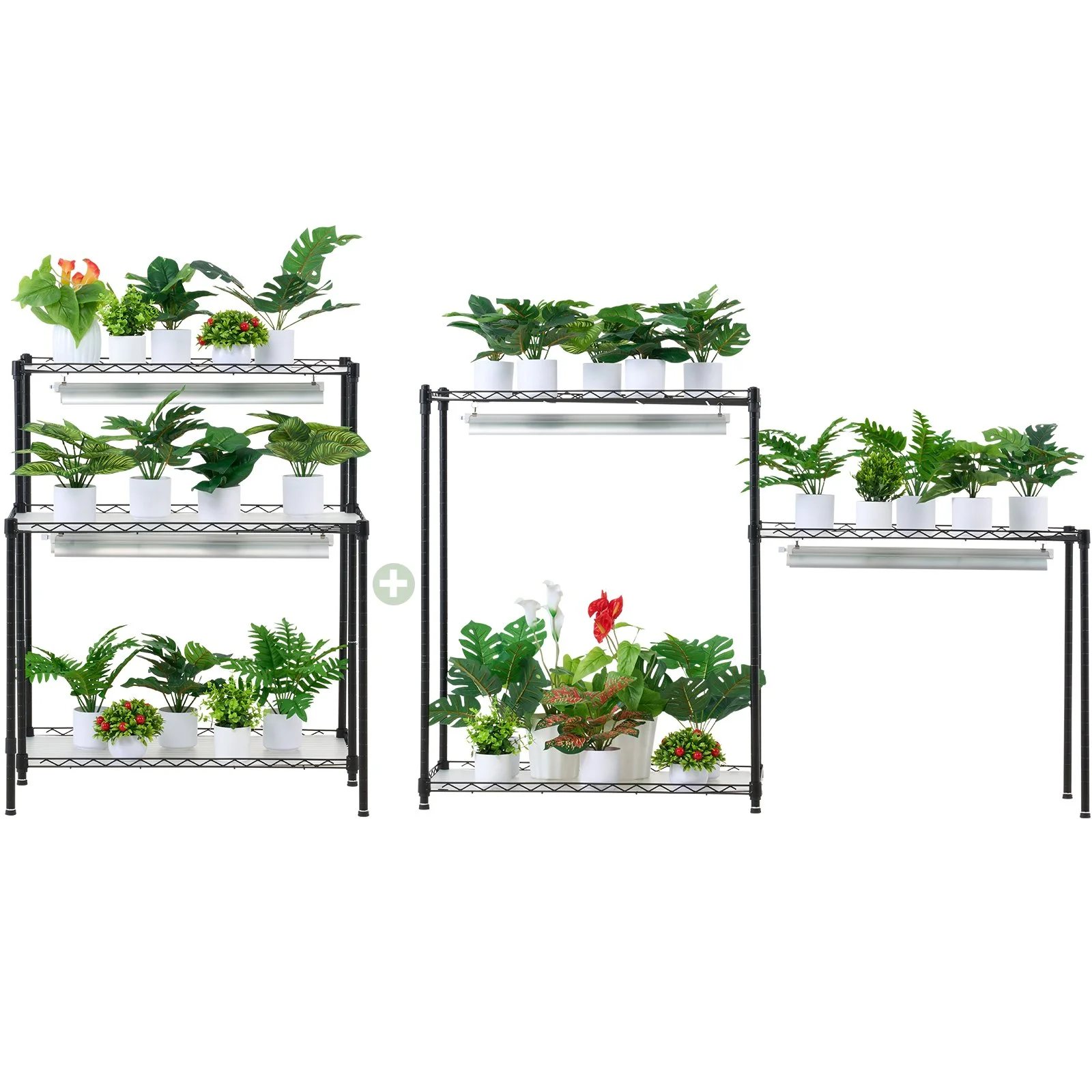 DIY Plant Stand with Grow Light, 6-Tier Large Tall Plant Shelf with 192W 5000K Full Spectrum Grow Lights, Indoor Grow Light Shelf with Wheels for Seed Starting 29.5" L x 13.8" W x 70.9" H