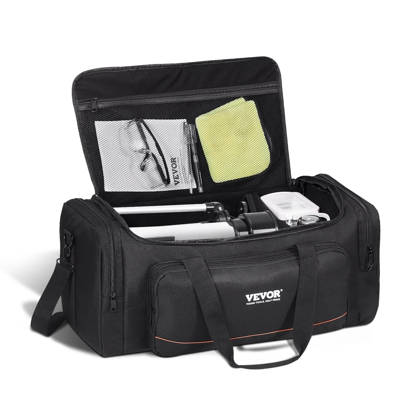 Telescope Case, 22 in, Telescope Storage Bag with Fixed Buckles, Multi-Pocket & Detachable Divider for Telescope, Shock-Absorbent Telescope Carrying Case to Easily Secure Optical Tube & Tripod