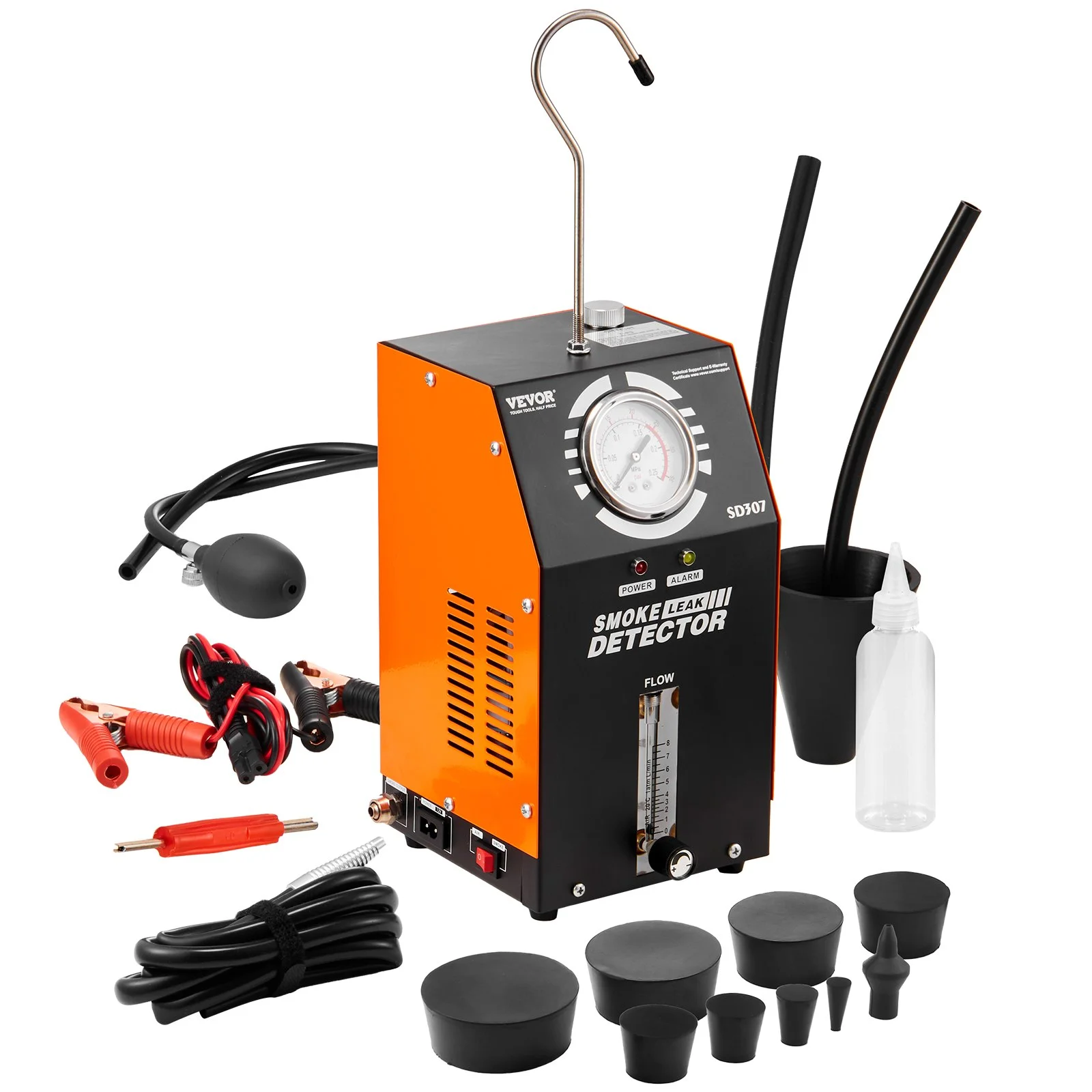 Automotive Smoke Machine Leak Detector, EVAP Vacuum Fuel Leak Tester with Built-in Air Pump, Pressure Gauge & Flow Meter, 2-Mode Vacuum Pipe Fuel Diagnostic Detector for 12V Cars Trucks Boats