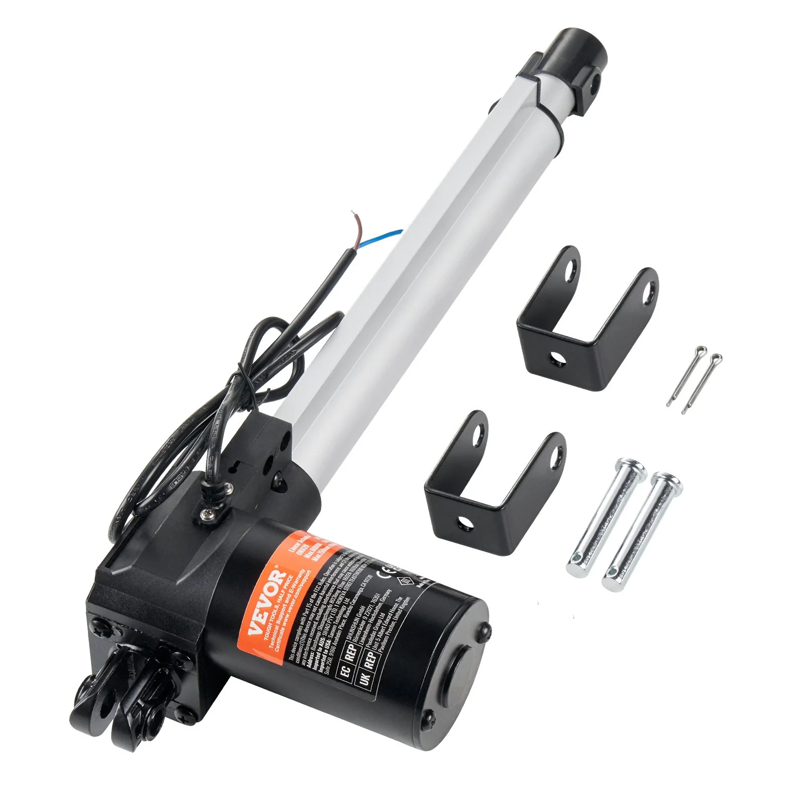 Linear Actuator 12V, 10 Inch Heavy Duty 1320lbs/6000N Linear Actuator, 0.19"/s Linear Motion Actuator with Mounting Bracket & IP44 Protection for Electric Door Industrial Machinery Vessels Cargo