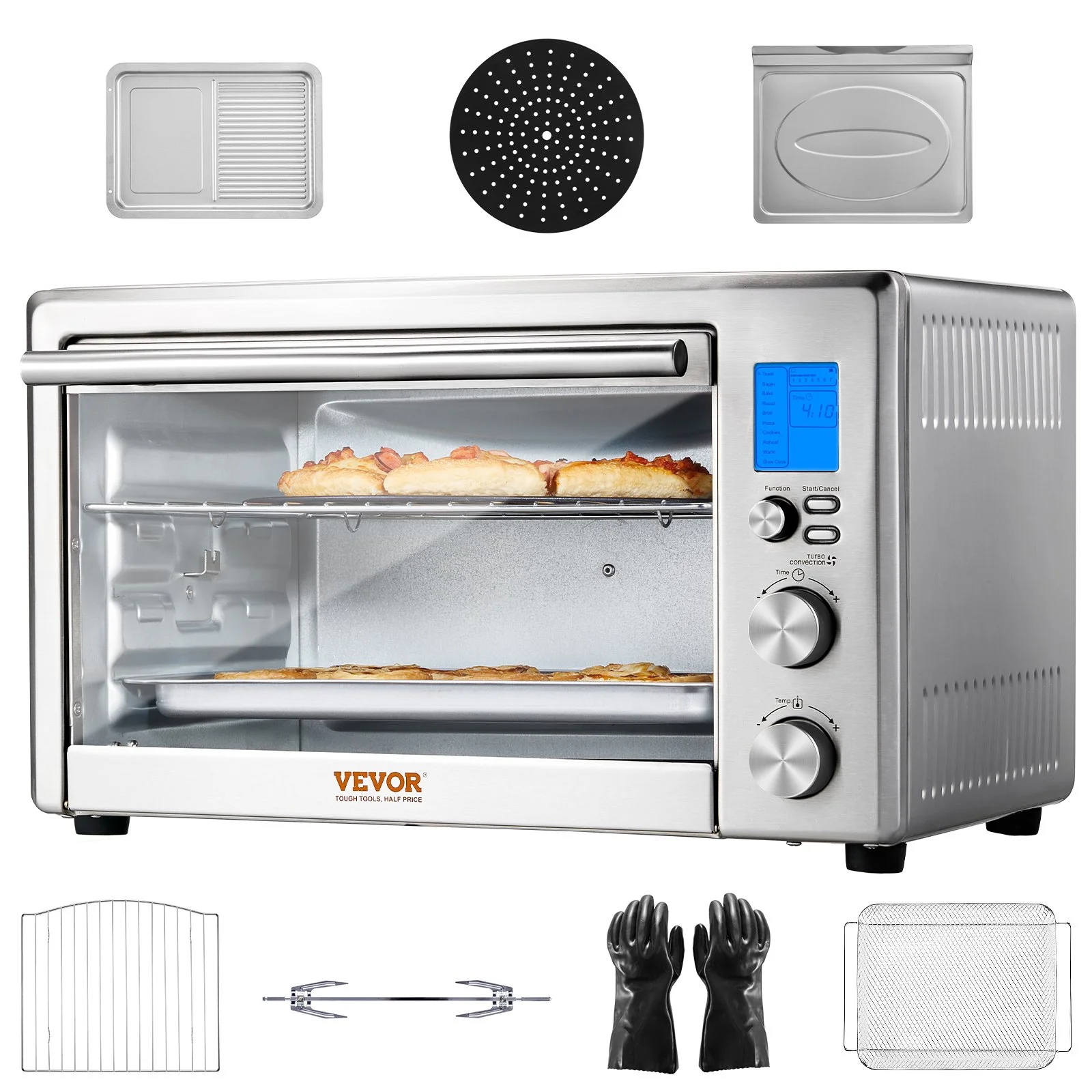 13-IN-1 Air Fryer Toaster Oven, 28L/29.6Qt Convection Oven, 1800W 2-Tier Toaster Ovens Countertop Combo with Wire Racks, Pizza Pan, Gloves, Home and Commercial Use