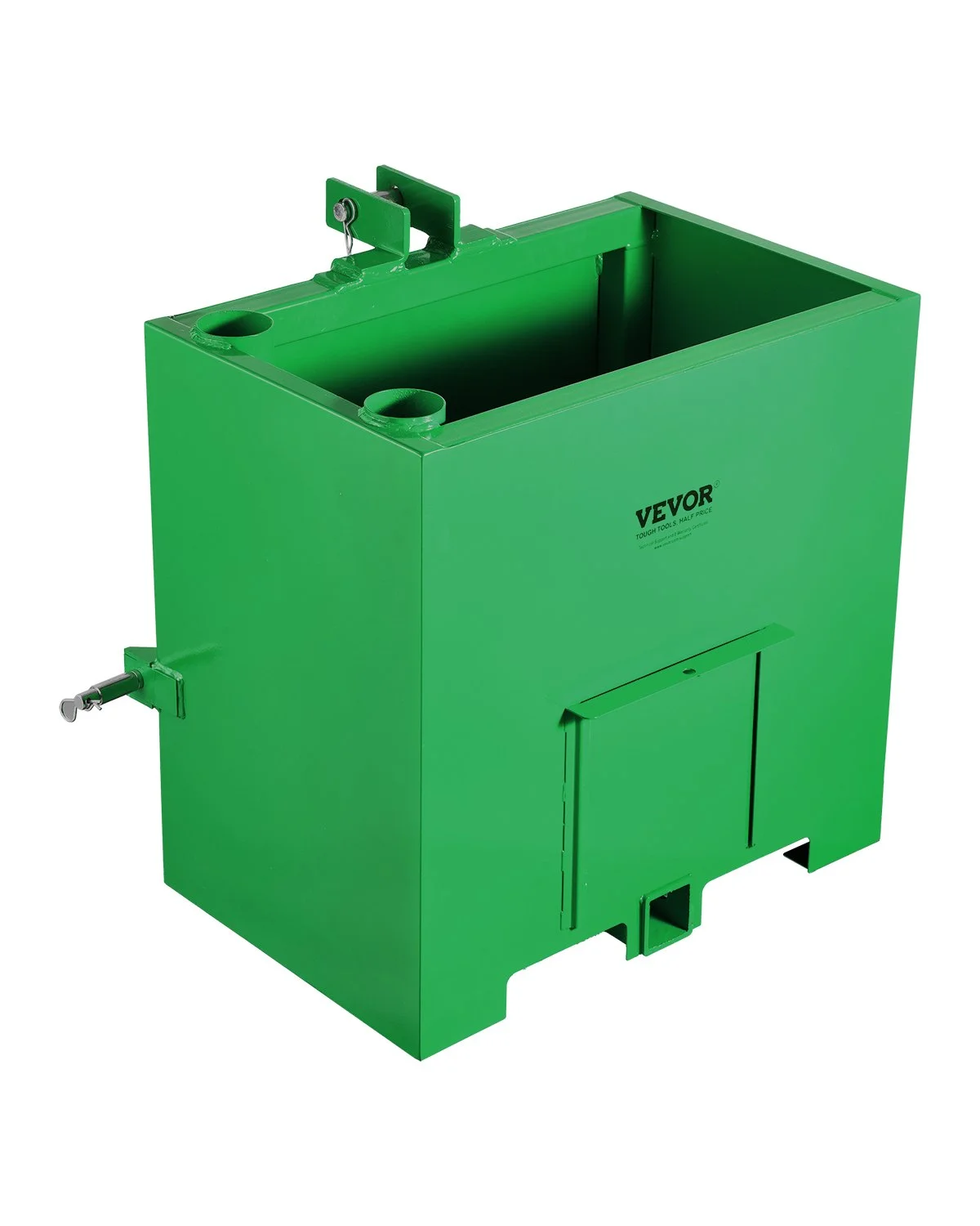 Ballast Box, Corrosion-Proof 3-Point Category 1 Tractor Ballast of 800lbs Load Capacity for 2" Hitch Receiver, Heavy-Duty Thickened Steel 5ft³ Volume, Loader Attachment with Sliding Door, Green