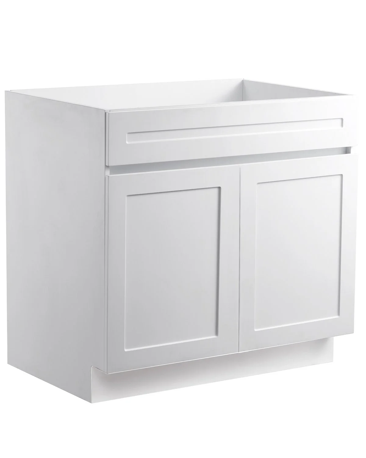 White Shaker Base Cabinet, 36-Inch Unassembled Sink Base Cabinet, 36" W x 24" D x 34.5" H Ready to Assemble Cabinet with Soft-Close Doors and Adjustable Shelf, for Home Office