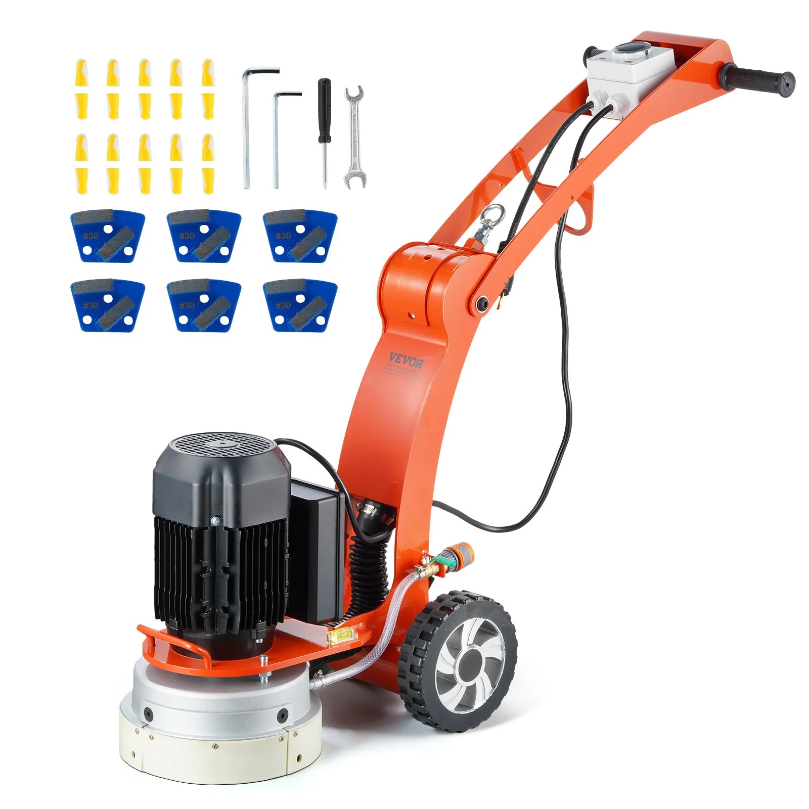Electric Concrete Floor Grinder 10" Walk-Behind Grinder 1.7HP Concrete Floor Polisher, 1300W Grinding Machine, 1720RPM Upgrade Brushless Motor Surfacing Grinder for Granite/Marble/Stones