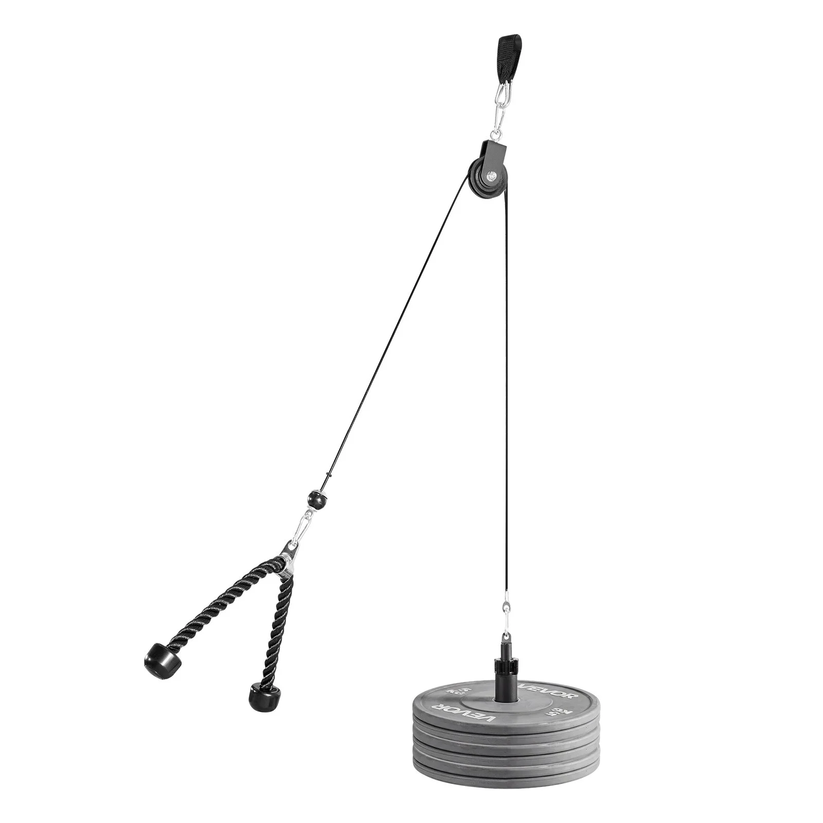 Pulley System, 1 PC LAT and Lift Pulley System, Gym Rack Pulleys Attachment with two Steel Cables, Short Bar, Dual Grip Handles, Cable Machine for Bicep, Shoulder, Back, Up to 280 lbs Capacity - Image 7