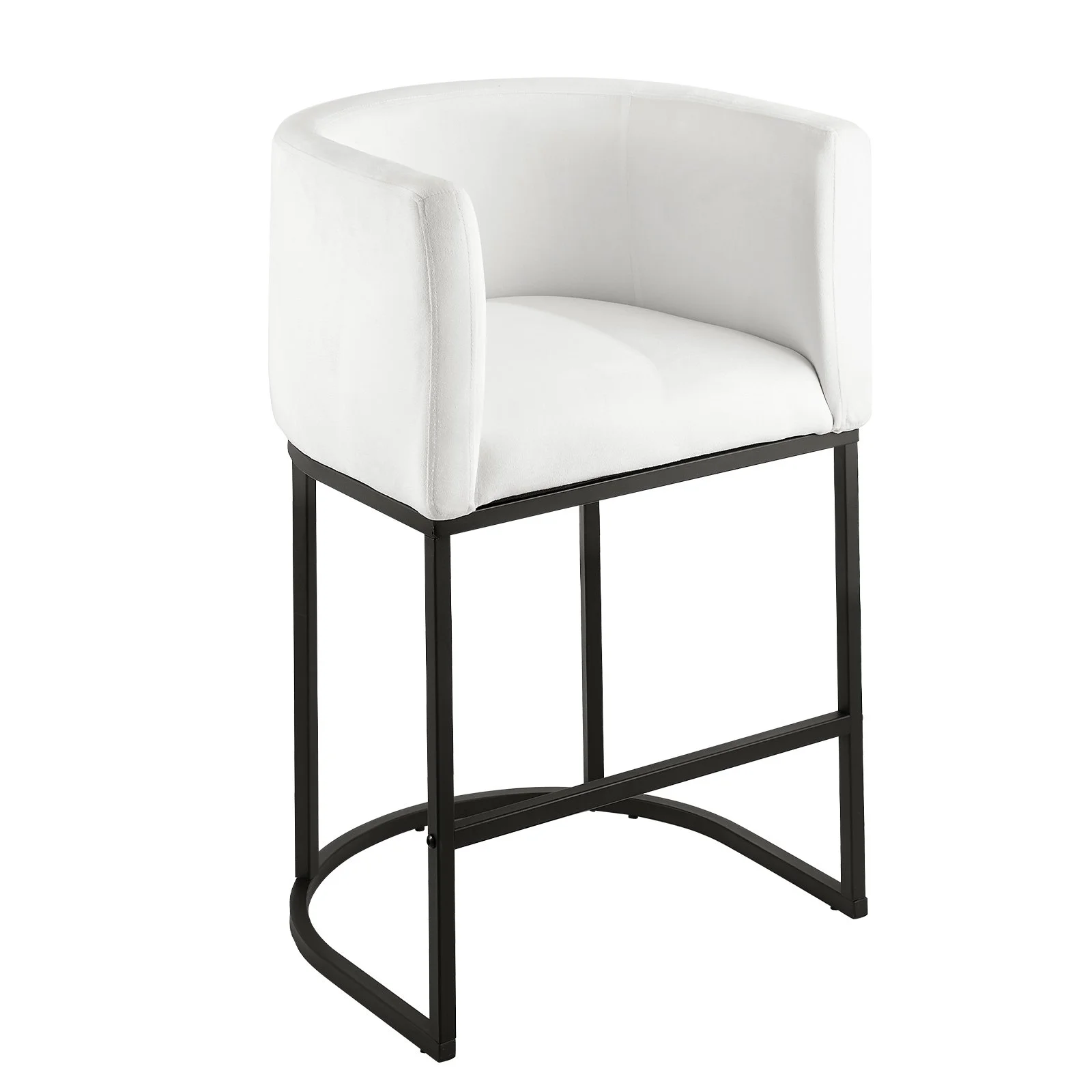 Bar Stool Set of 3, 25 inch Counter Height Stools, Counter Barstool with Backrest, Arm, Metal Frame, and Footrest, Accent Fabric Bar Chair, Island Barstools for Kitchen, Dining Room, White - Image 7