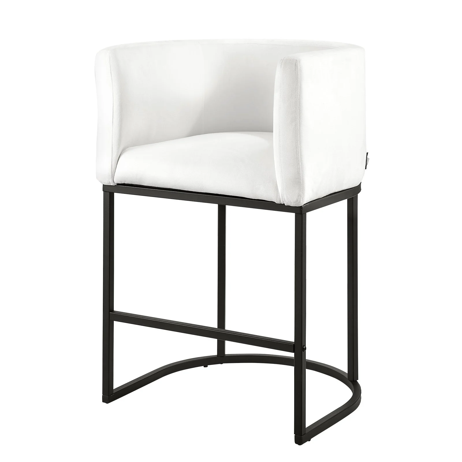 Bar Stool Set of 3, 25 inch Counter Height Stools, Counter Barstool with Backrest, Arm, Metal Frame, and Footrest, Accent Fabric Bar Chair, Island Barstools for Kitchen, Dining Room, White - Image 6