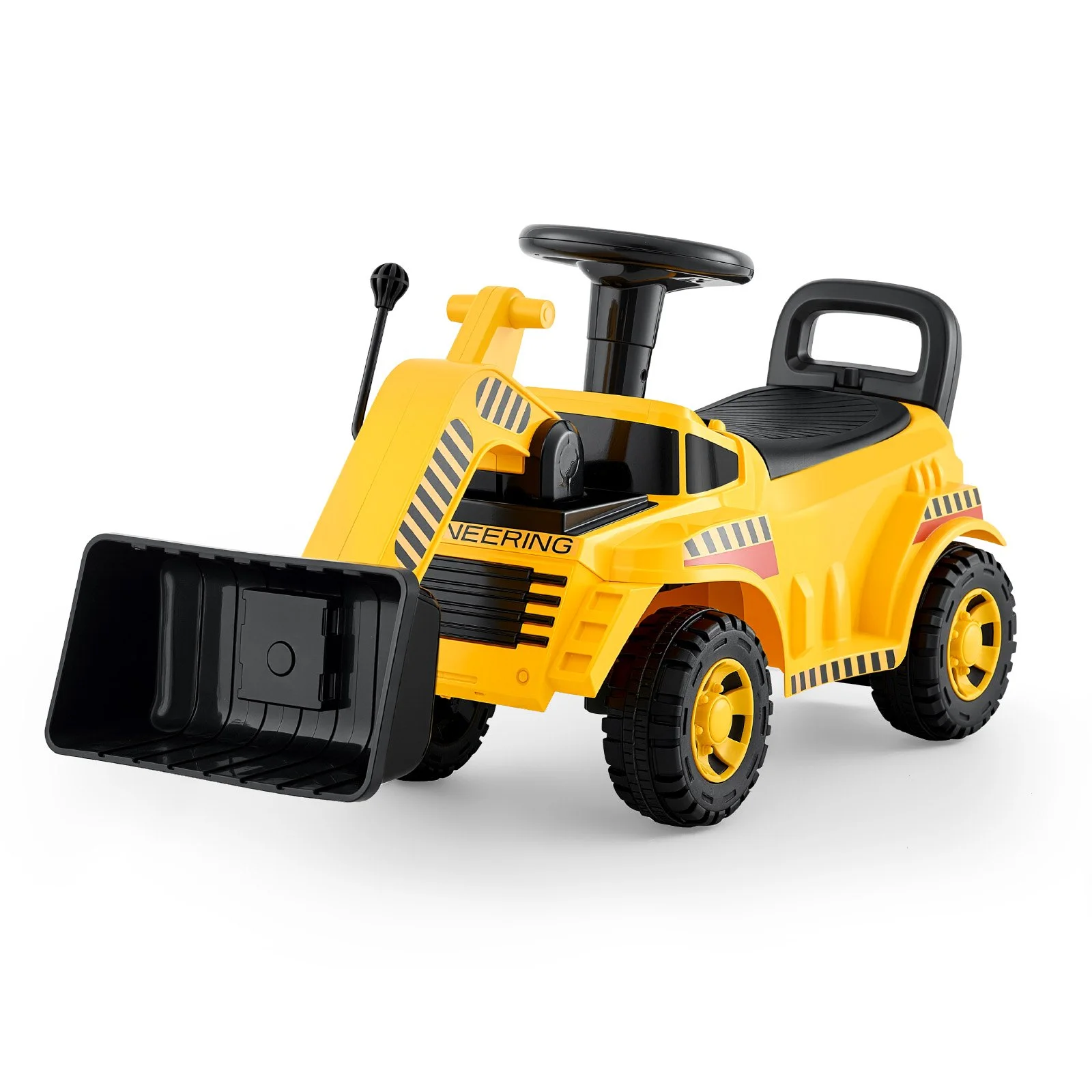 Ride On Toddler Car, Ride on Excavator Car for Toddler 19 to 36 Months, Excavator Bulldozer Digger Toy with Under-seat Storage & Music, 55 lbs Load Capacity, Foot-to-Floor Walker for Kid, Yellow