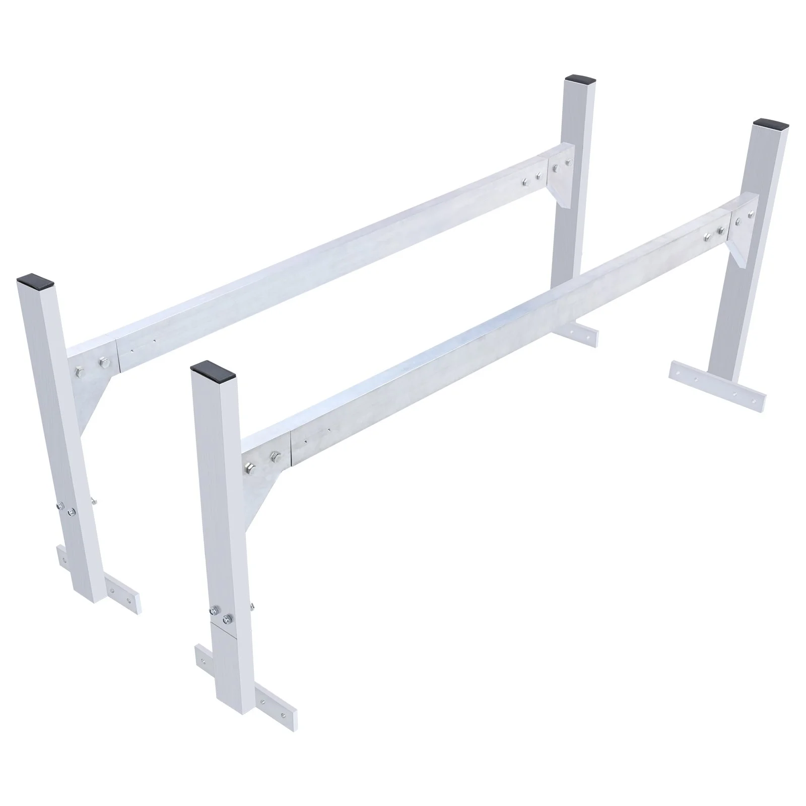 Van Roof Ladder Rack, 2 Bars Aluminum Alloy Roof Ladder Racks, 400 LBS Capacity Rain-Gutter Van Roof Rack, Adjustable Length 51.2" to 81.1", Van Ladder Rack for Van, Cargo, Trailer