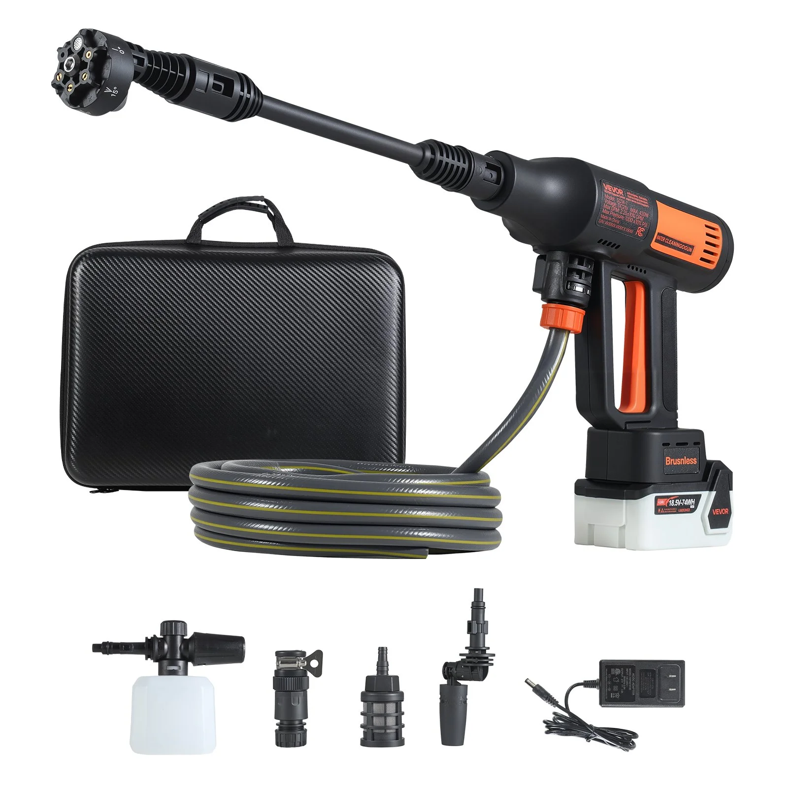 Cordless Pressure Washer, 1200PSI MAX Portable Pressure Washer with Brushless Motor,  6-in-1 Nozzle & Water Hose, 4 Speed Adjustable, Battery Powered Handheld Power Cleaner for Home Garden Patio