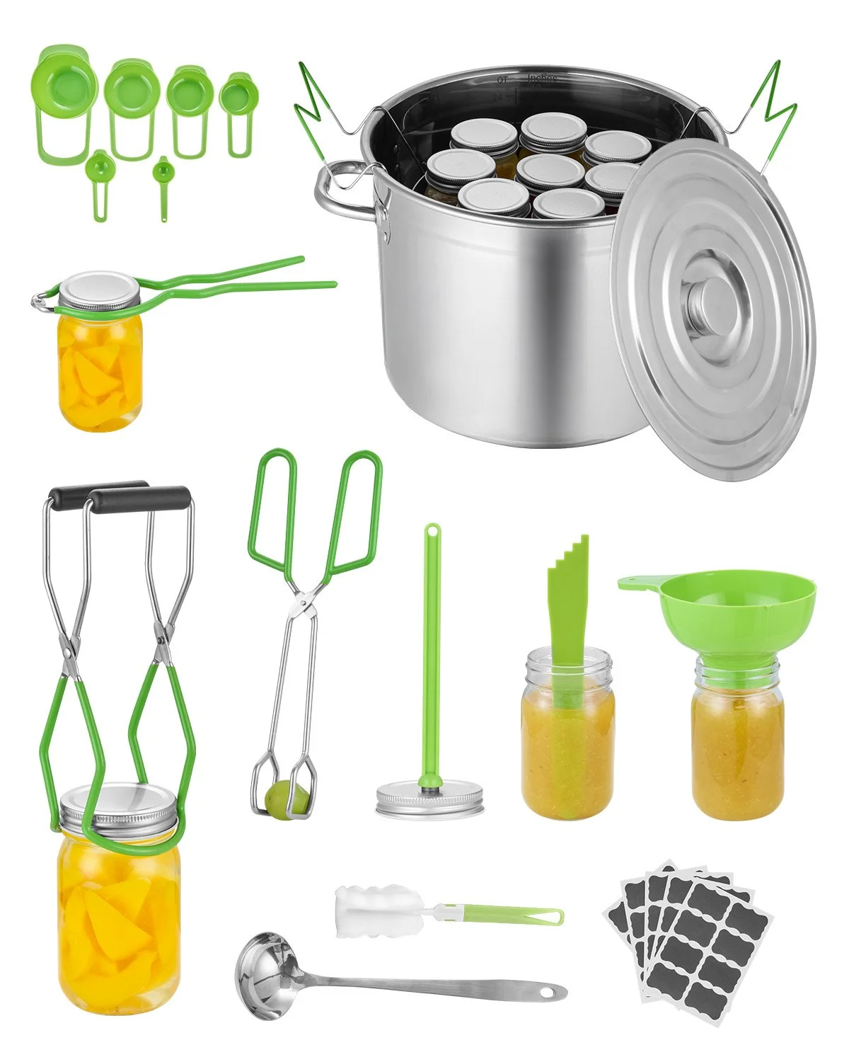 Canning Supplies Starter Kit, 11 Pieces Stainless Steel Water Bath Canning Kit for Beginners, Canning Tools Set: Pot, Rack, Lid, Ladle, Funnel, Tongs, Jar Lifter, Wrench, Measuring Cup