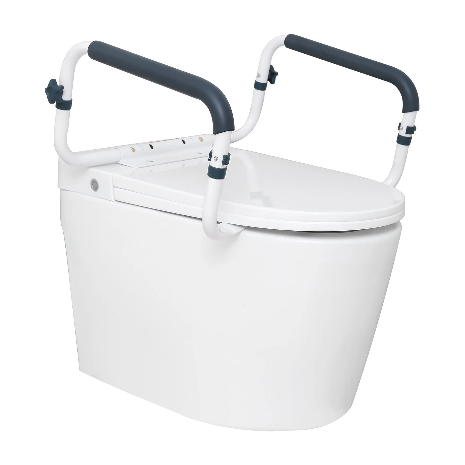 Toilet Safety Rail, 300LBS Capacity Toilet Seat Frame, Adjustable Width Fit Most Toilets, Easy Installation, Toilet Handles Grab Bars with Padded Armrests for Handicap, Disabled, Seniors