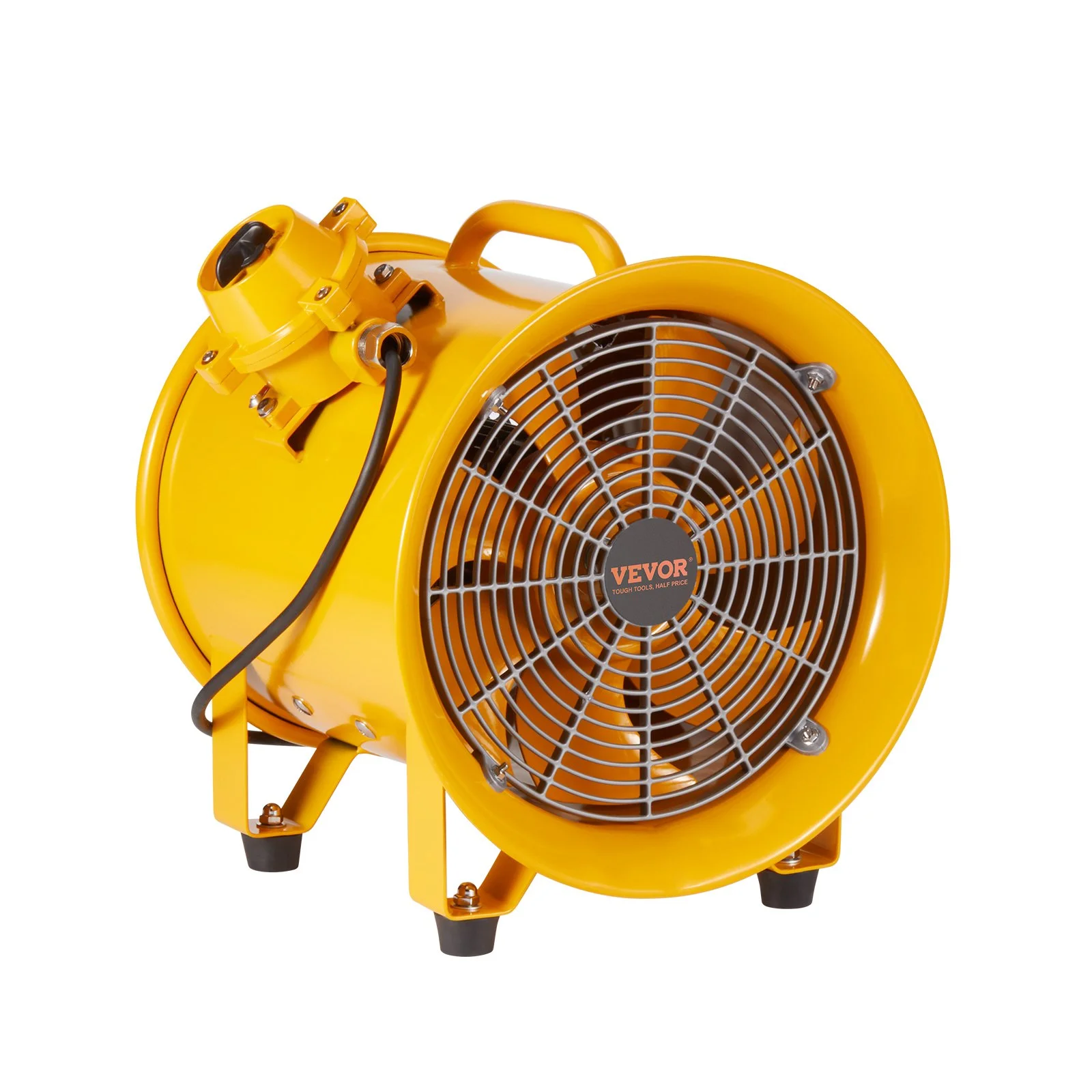 Portable Ventilator, 12" Heavy Duty Cylinder Fan, 550W Strong Shop Exhaust Fan 2500CFM, 9.8ft Power Cord (No charging head), Industrial Utility Blower for Sucking Dust, Smoke Home/Workplace