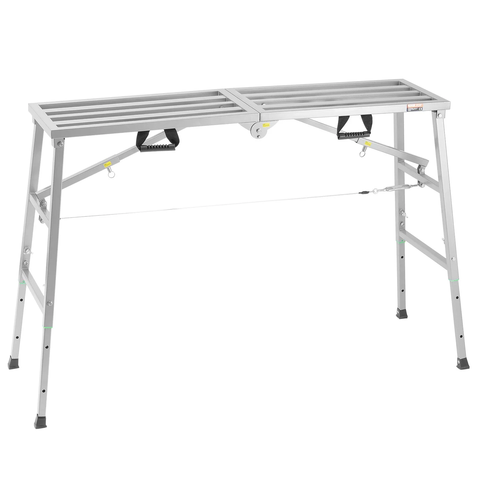 Work Platform, 4 Gear Adjustable Height, Folding Alloy Steel Step Ladder, Portable Scaffolding Platform, 800 lb Load Capacity, Non-Slip Rubber Feet, Drywall Painting Stool, Cleaning & Washing - Image 7