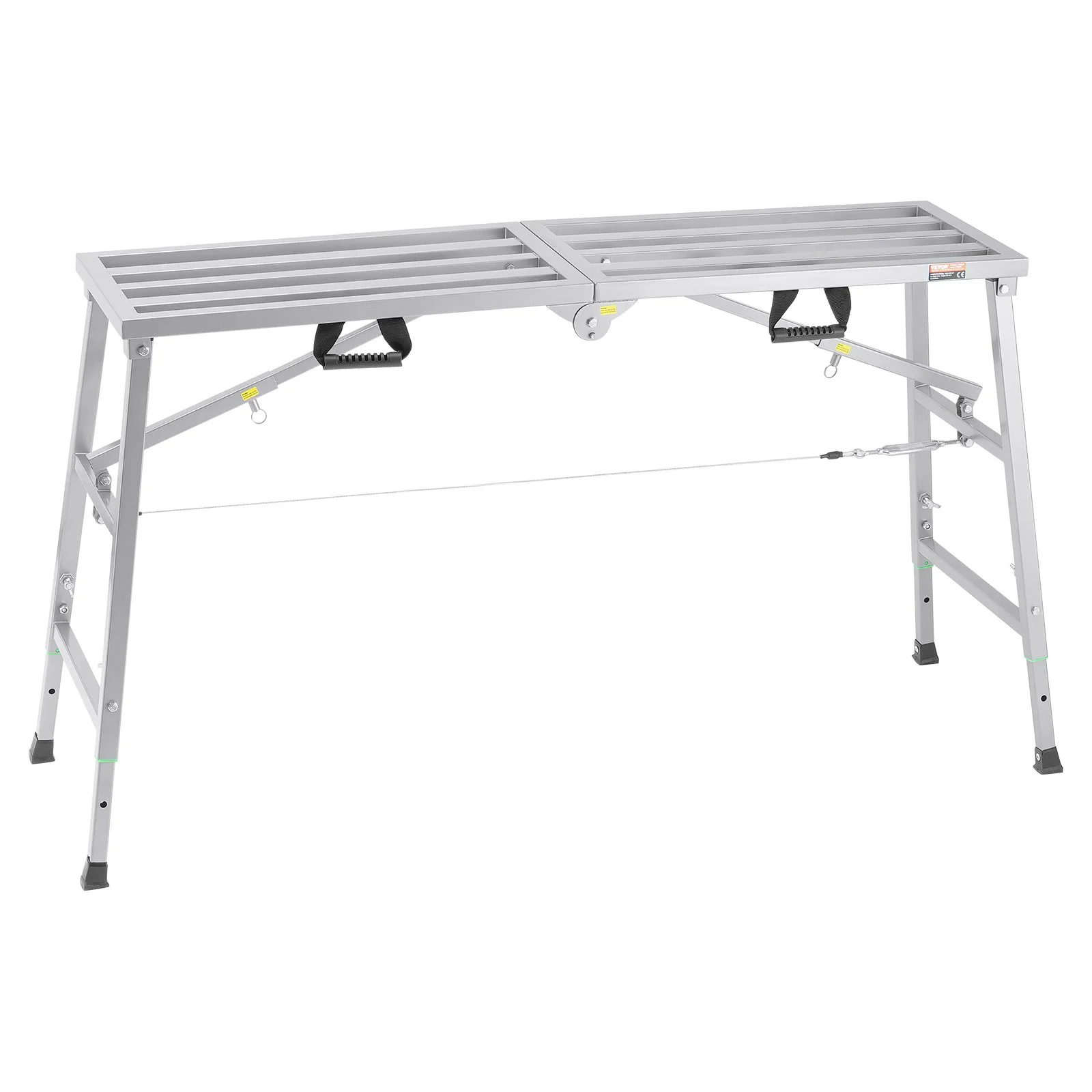 Work Platform, 4 Gear Adjustable Height, Folding Alloy Steel Step Ladder, Portable Scaffolding Platform, 800 lb Load Capacity, Non-Slip Rubber Feet, Drywall Painting Stool, Cleaning & Washing - Image 6