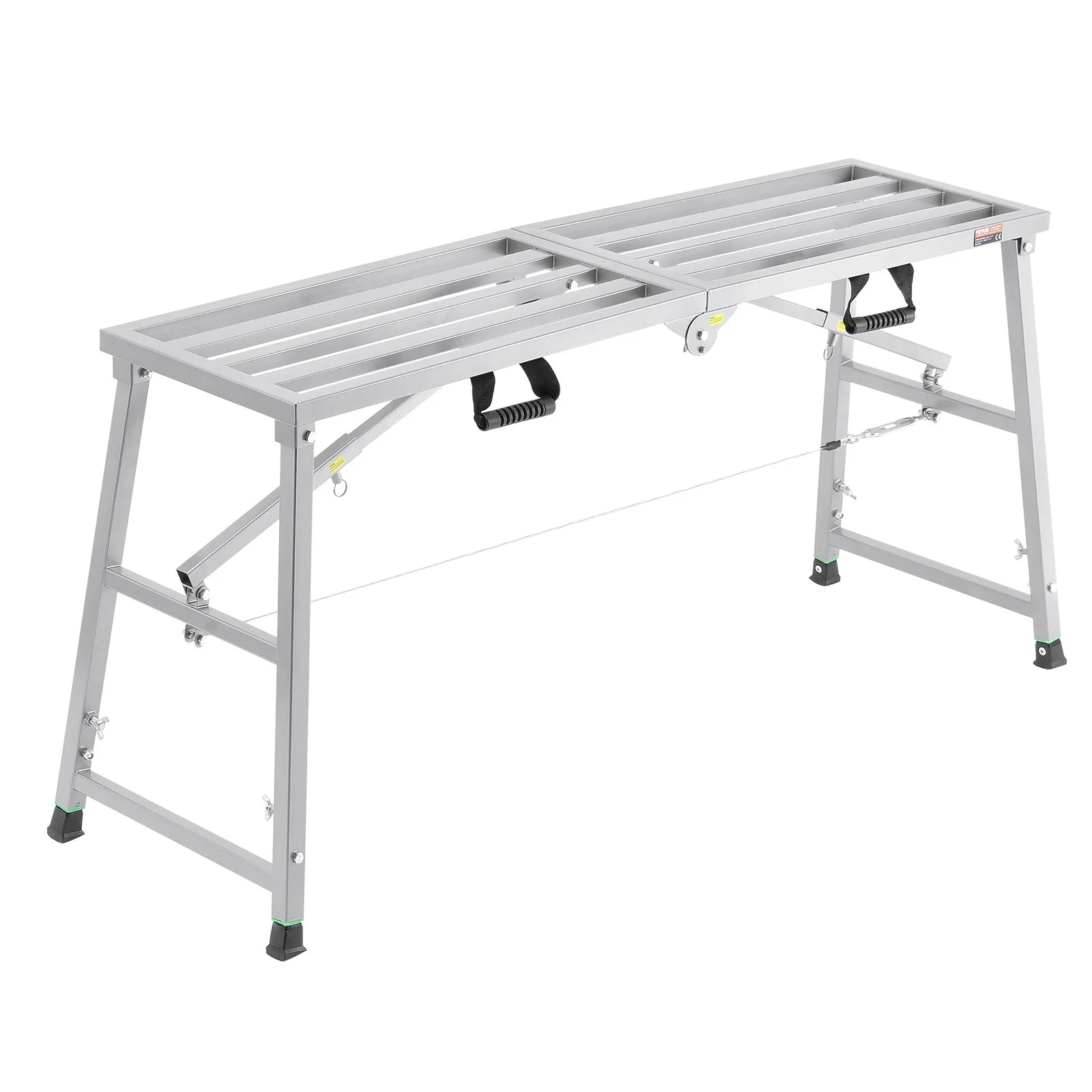 Work Platform, 4 Gear Adjustable Height, Folding Alloy Steel Step Ladder, Portable Scaffolding Platform, 800 lb Load Capacity, Non-Slip Rubber Feet, Drywall Painting Stool, Cleaning & Washing