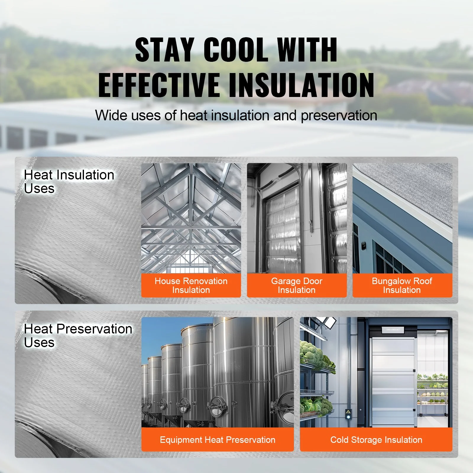 Double Reflective Insulation Roll, Woven Fabric Radiant Barrier, 6.5 Mil 48 in x 250 ft, Aluminum Foil PE Woven Cloth Heat Reflective Shield, Thermal Insulation Roll for Window RV Roof - Image 3