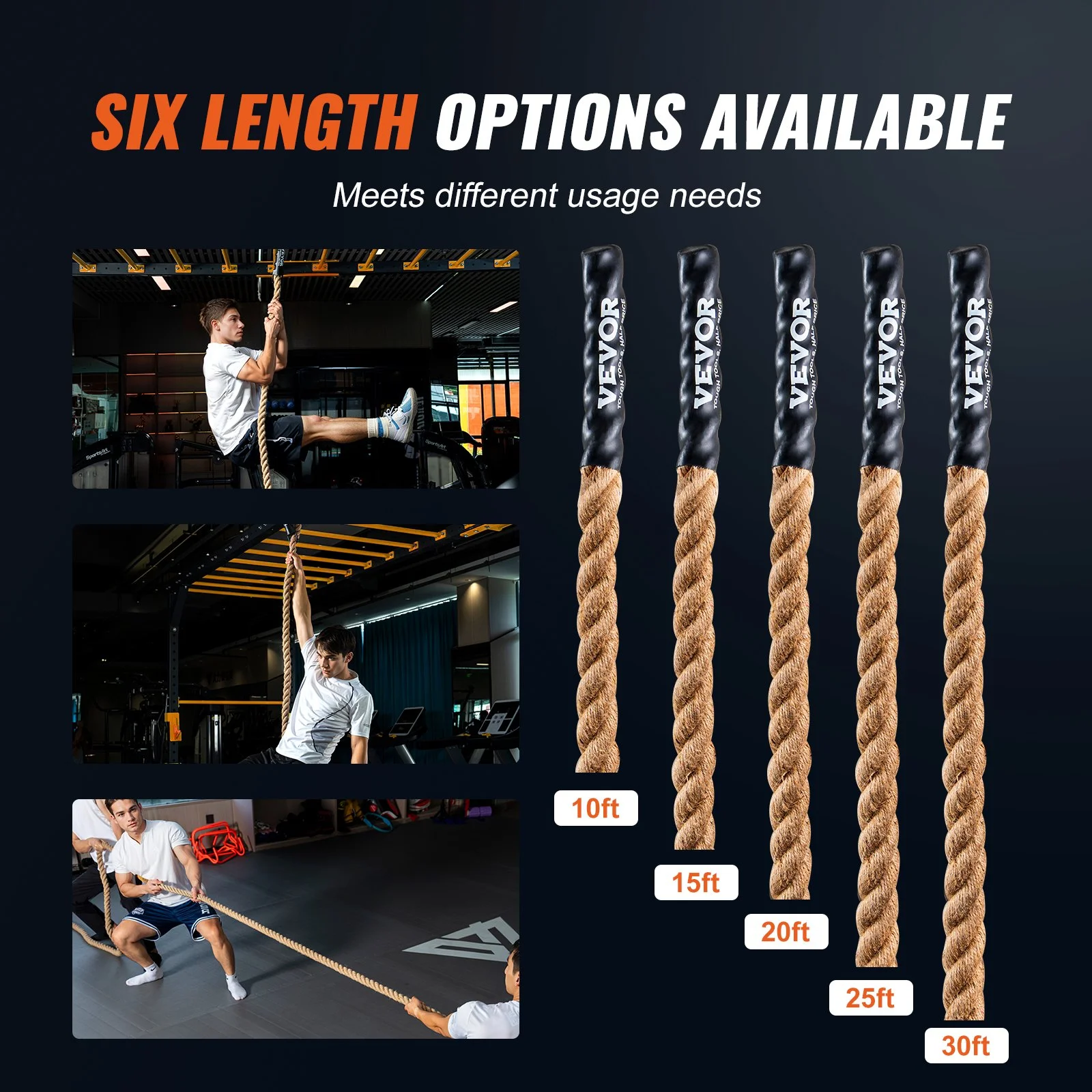 Gym Climbing Rope, 1.5" Diameter 25 ft Length Gym Fitness Training Rope, Gym Exercise Workout Rope for Adults, Climbing Rope for Fitness and Strength Training, Climbing Exercise, Home Workout - Image 5