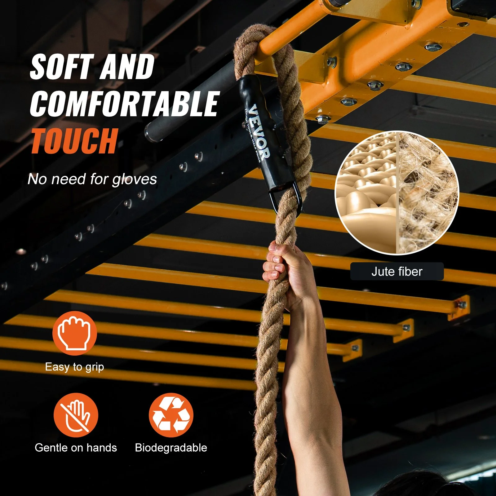 Gym Climbing Rope, 1.5" Diameter 25 ft Length Gym Fitness Training Rope, Gym Exercise Workout Rope for Adults, Climbing Rope for Fitness and Strength Training, Climbing Exercise, Home Workout - Image 3