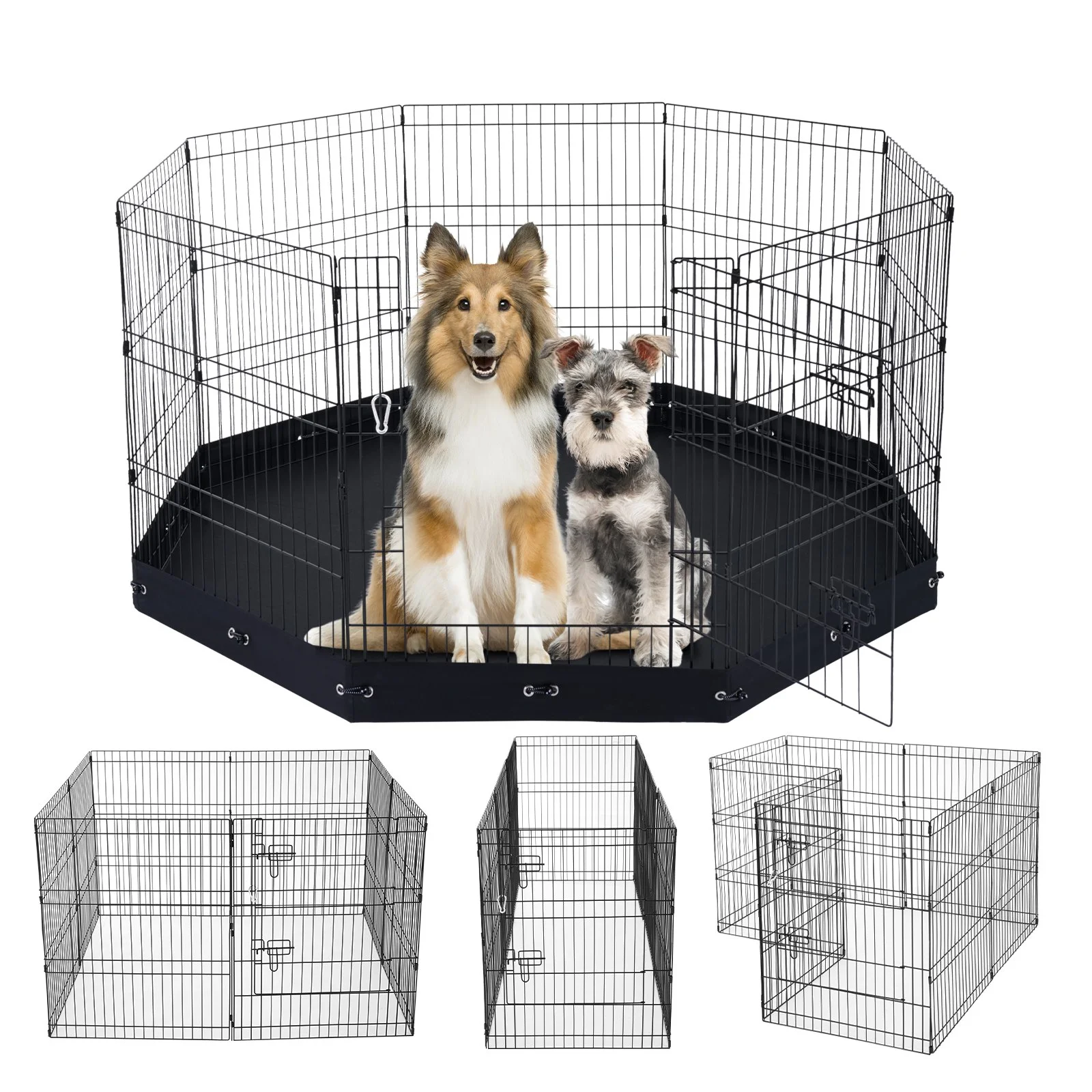 Dog Playpen, 8 Pcs 30"H x 24"W Panels Foldable Metal Pet Exercise Pen, Dog Fence Indoor and Outdoor Pen with Door, 600D Oxford Fabric Bottom Pad, Pet Playpen for Dogs, Cats, Other Small Animals