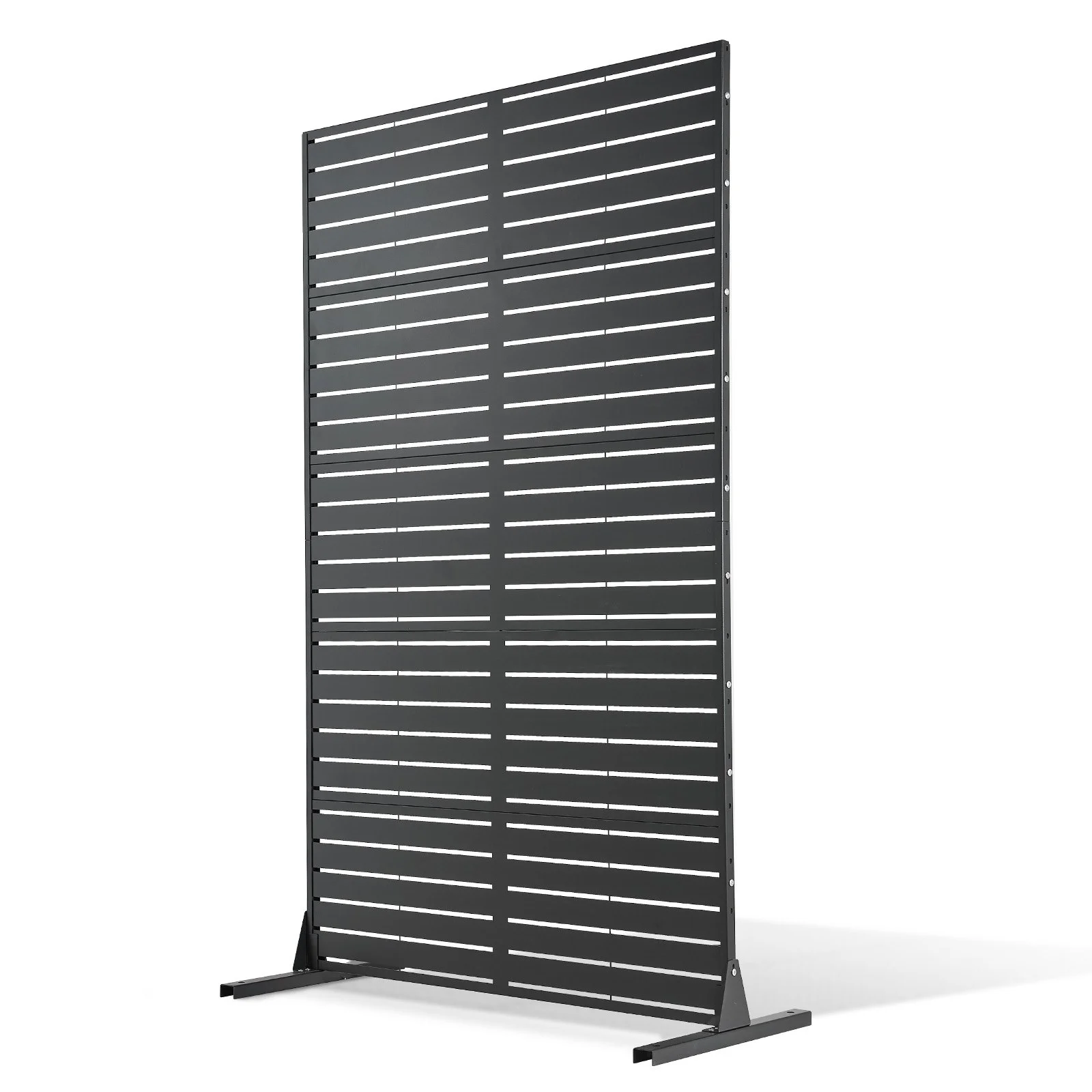 Metal Privacy Screen, 44" W x 72" H Freestanding Modern Privacy Fence, Garden Divider Panel with Extended Base & Reinforcement Fixed, Freestanding Outdoor Divider for Garden, Indoor, Courtyard