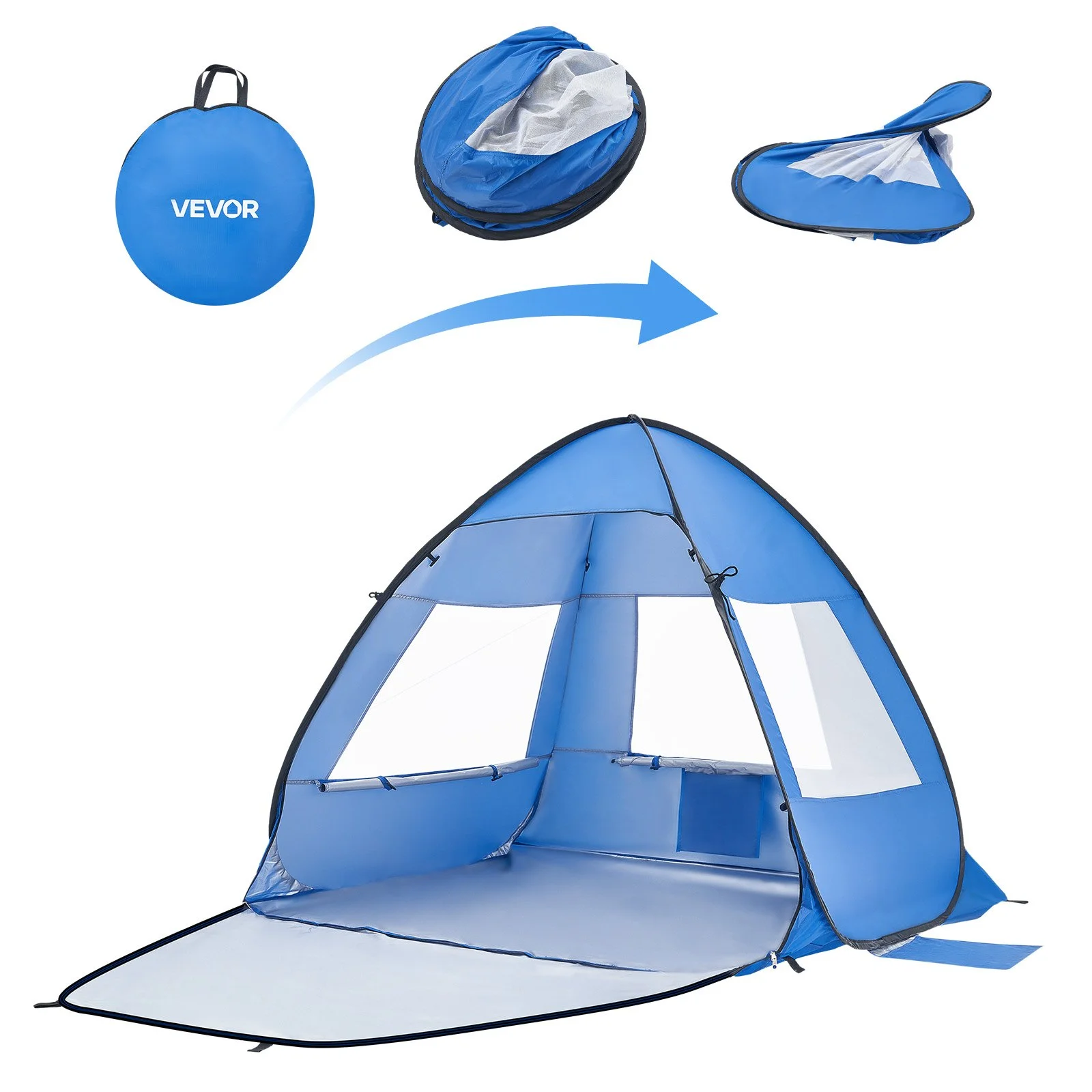 Beach Tent Sun Shelter for 2 Person, UPF 50+ Protection, Portable Sun Shade Canopy with Carrying Bag & Sand Pockets, Lightweight and Easy Setup Beach Umbrella for Camping Fishing Outdoor Picnic
