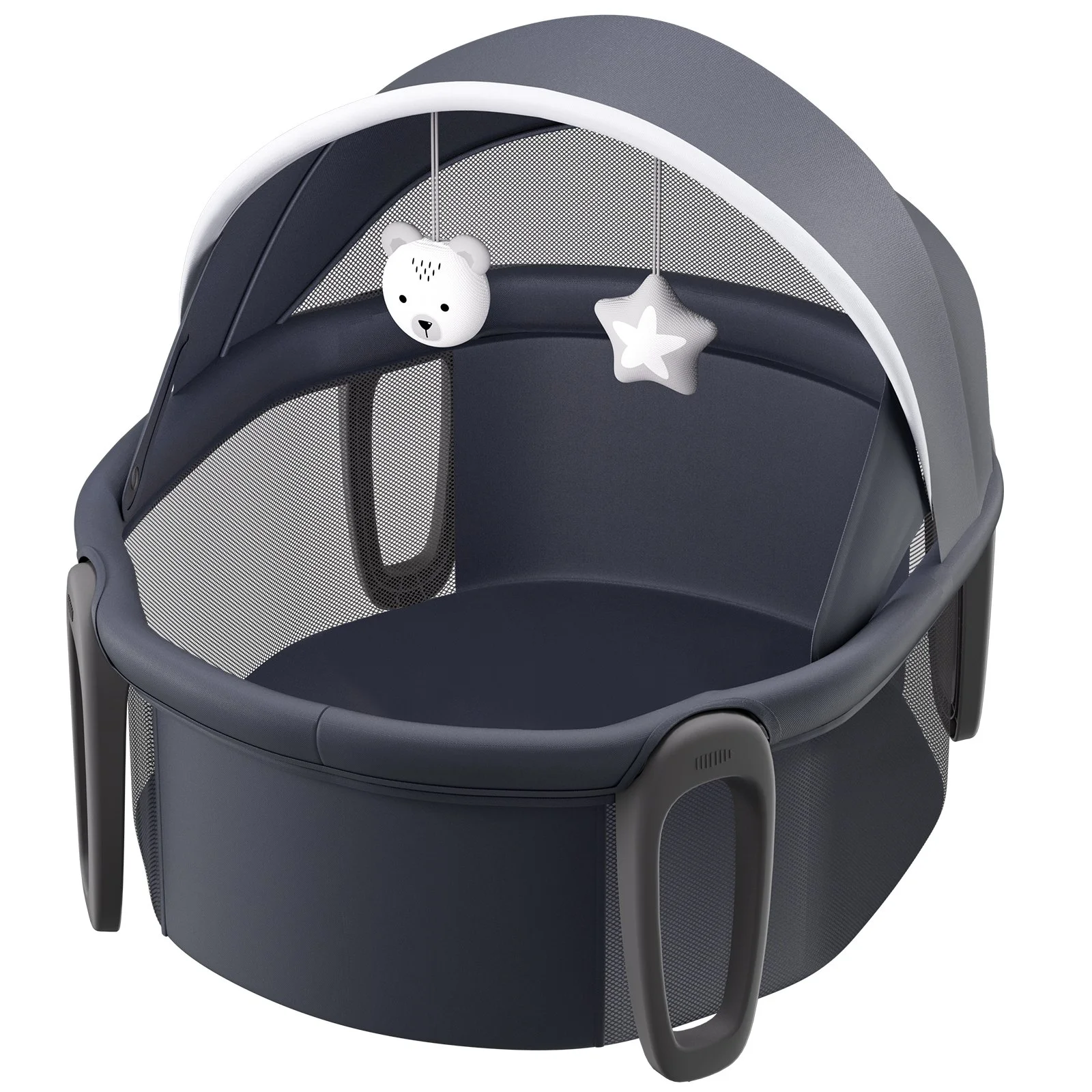 Portable Baby Bassinet, On-The-Go Baby Dome with Canopy & Developmental Toys, Quick-Folding Travel Crib, Lightweight Baby Cradle Infant Bed for Indoors/Outdoors, Suitable for 0-6 Months Newborns