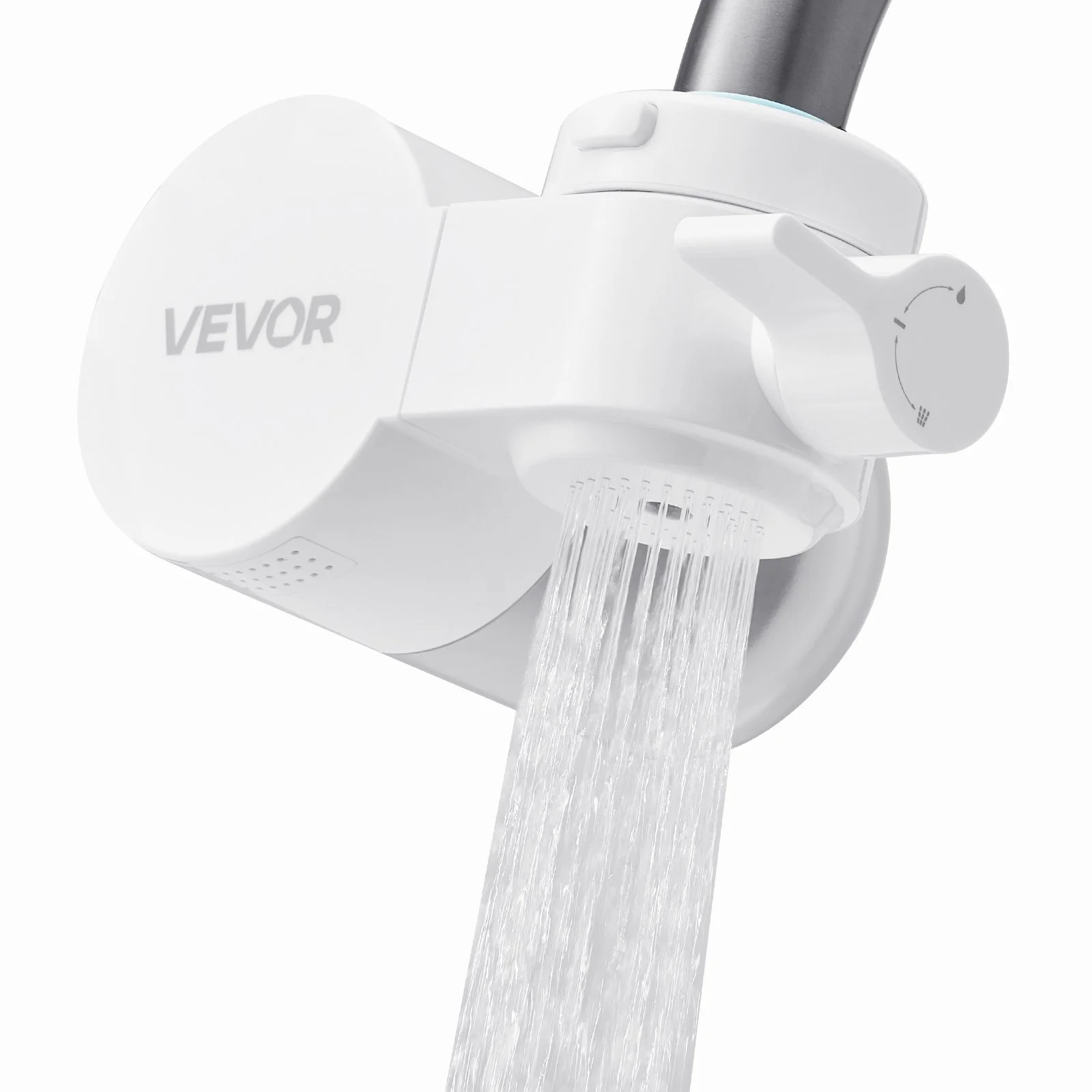 Faucet Mount Water Filter, Horizontal Water Purifier for Sink Tap, Carbon Fiber Filters, Removes Chlorine Lead with 1 Filter, Fits Most Kitchen or Bathroom Faucets, White