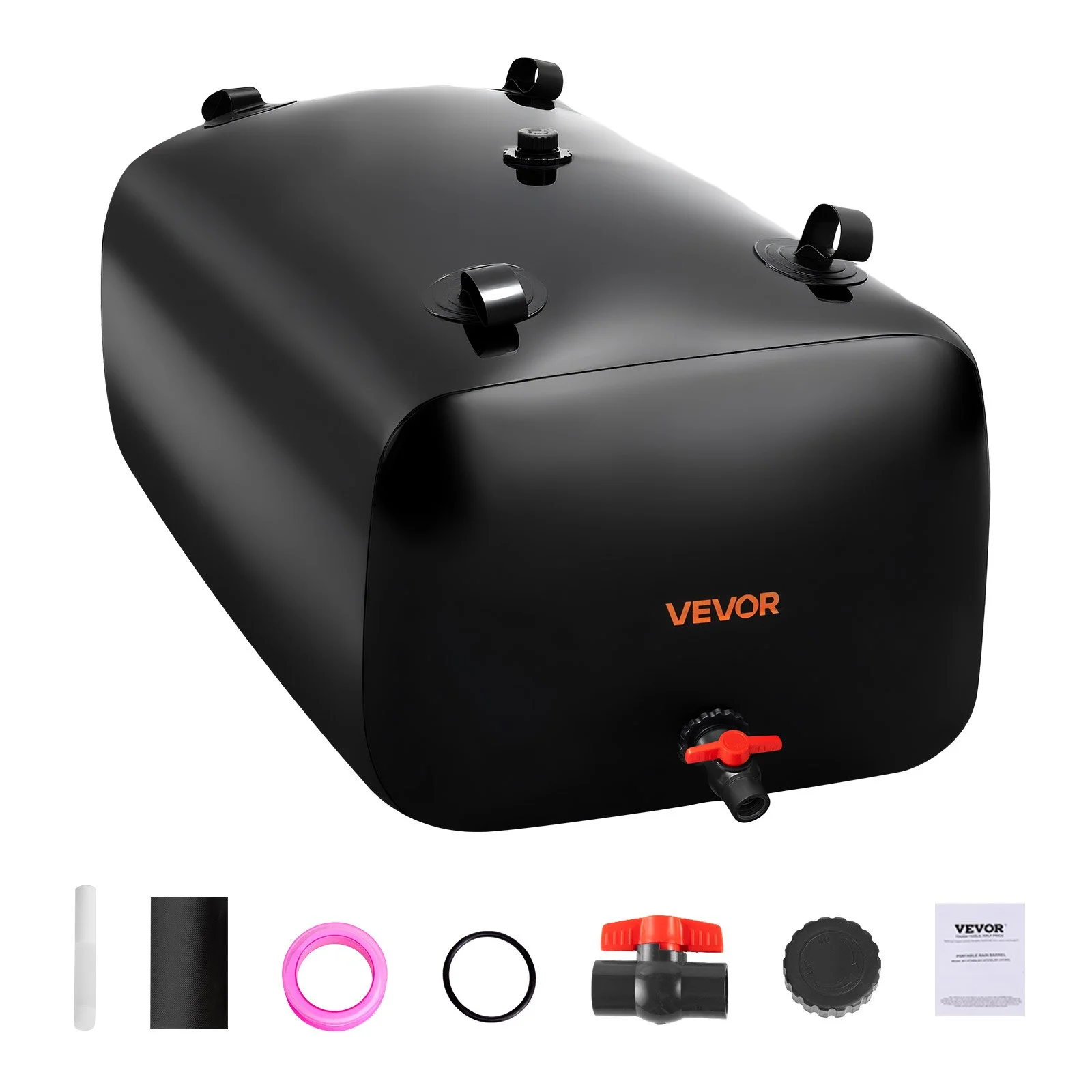 Water Storage Bladder, 63.4 Gallon (240L) Water Storage Container Tank, 1000D PVC Large Capacity Soft Bag Bladder, Collapsible Portable for Garden Irrigation, Camping, RVs, Emergency Use - Black