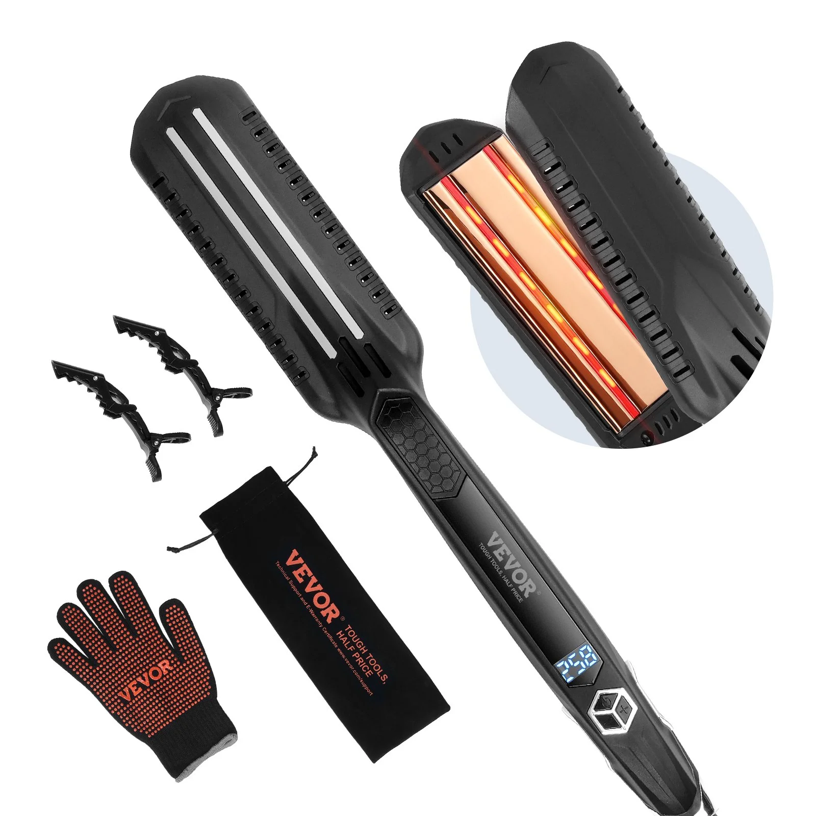 Hair Straightener, 1.5-inch Titanium Flat Iron, Dual Infrared Hair Straightener Flat Iron with LCD Display and 19 Temp Levels - 210°F to 450°F, Fast Heating Hair Iron for Salon Home Travel Use
