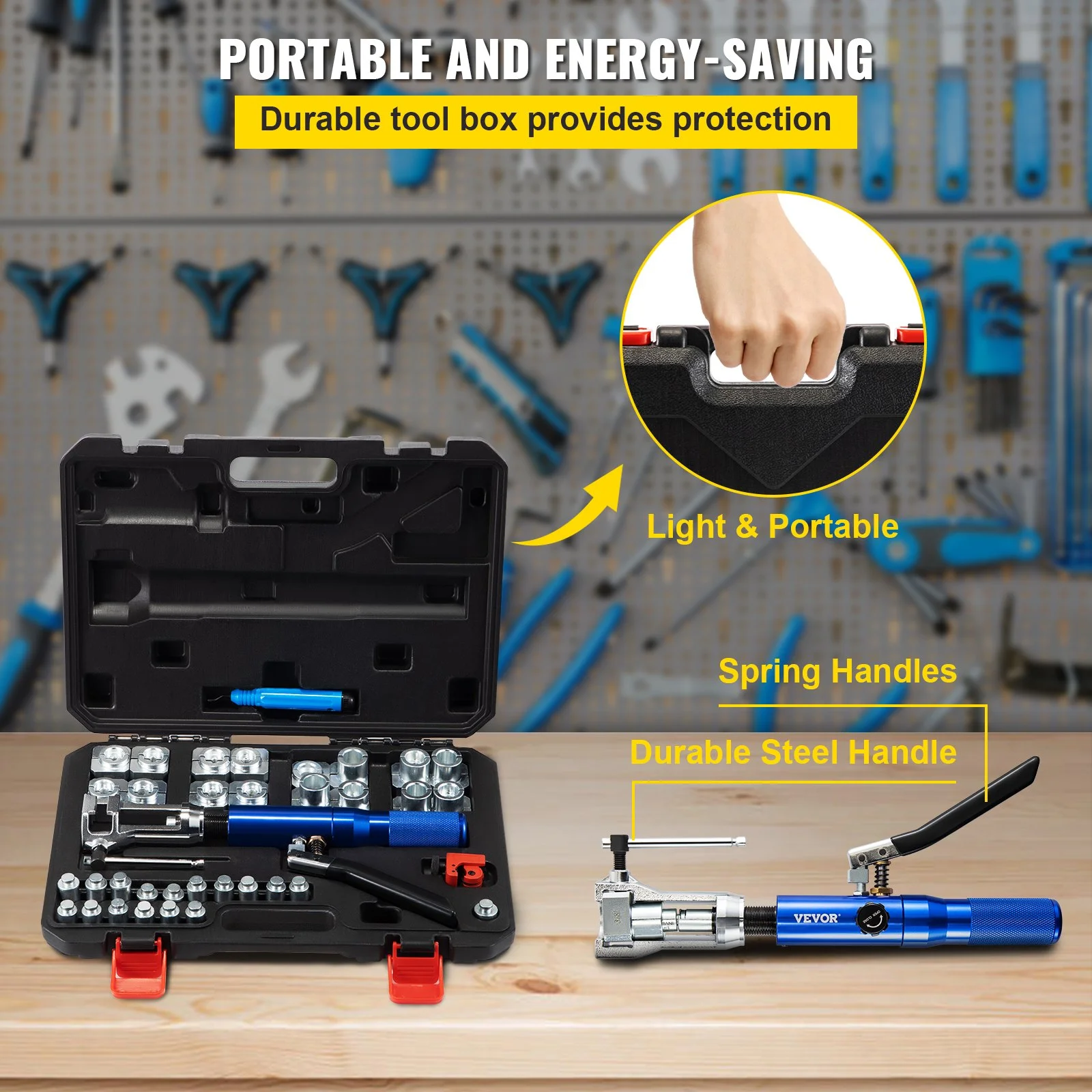 Hydraulic Flaring Tool Kit, 45° Double Flaring Tool, Brake Repair Brake Flaring Tools for 3/16"-1/2", Brake Flare Tool with Tube Cutter and Deburrer, 32 PCS Tube Flaring Tools for Copper Lines - Image 5