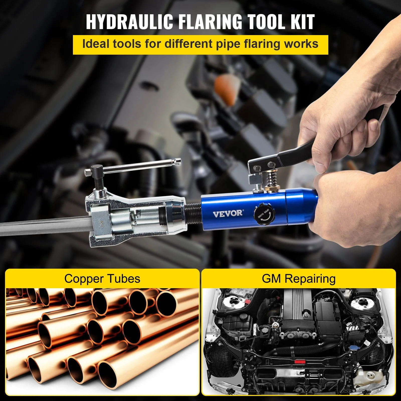Hydraulic Flaring Tool Kit, 45° Double Flaring Tool, Brake Repair Brake Flaring Tools for 3/16"-1/2", Brake Flare Tool with Tube Cutter and Deburrer, 32 PCS Tube Flaring Tools for Copper Lines - Image 12