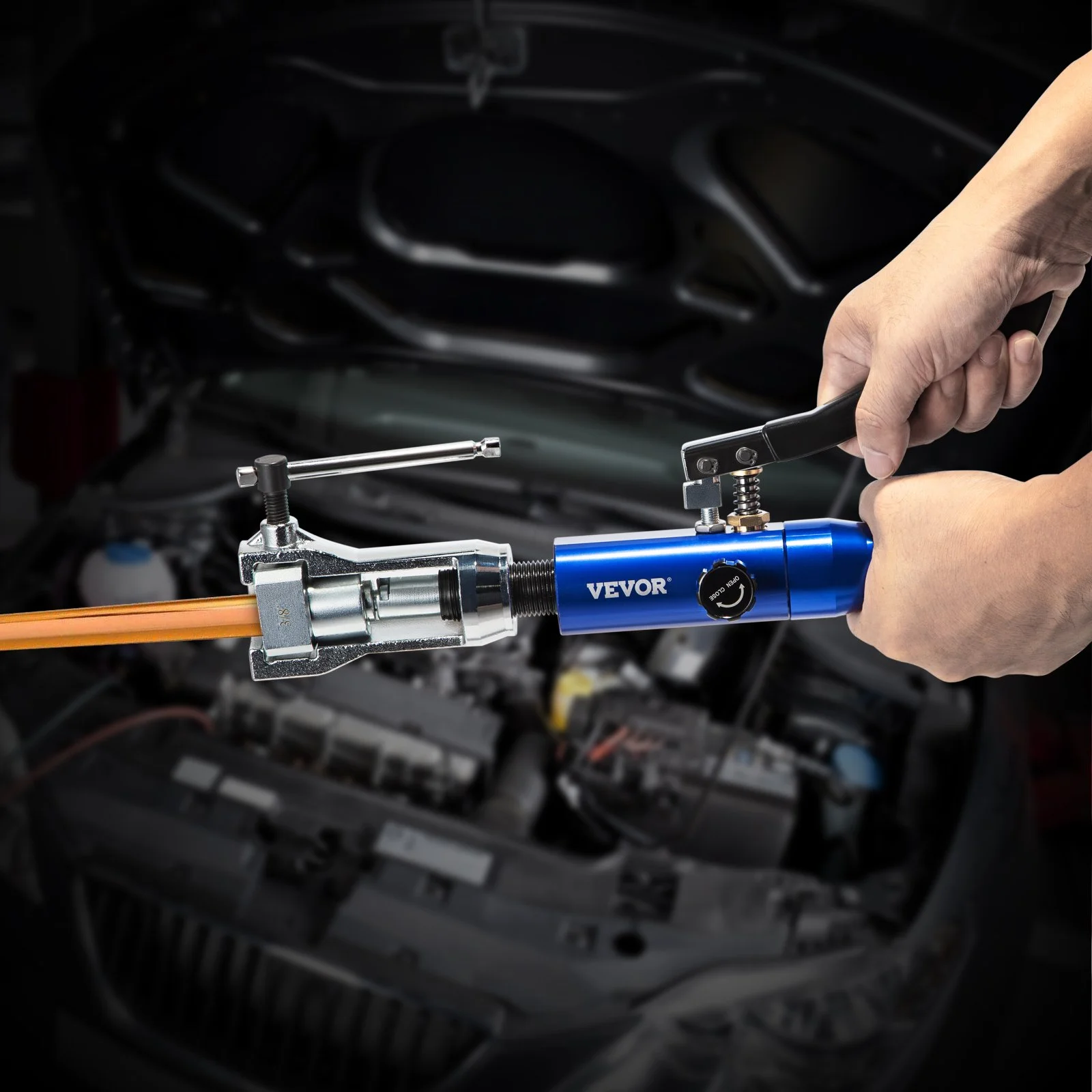 Hydraulic Flaring Tool Kit, 45° Double Flaring Tool, Brake Repair Brake Flaring Tools for 3/16"-1/2", Brake Flare Tool with Tube Cutter and Deburrer, 32 PCS Tube Flaring Tools for Copper Lines - Image 6