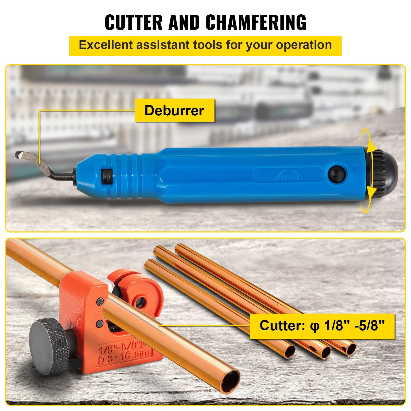 Hydraulic Flaring Tool Kit, 45° Double Flaring Tool, Brake Repair Brake Flaring Tools for 3/16"-1/2", Brake Flare Tool with Tube Cutter and Deburrer, 32 PCS Tube Flaring Tools for Copper Lines - Image 4