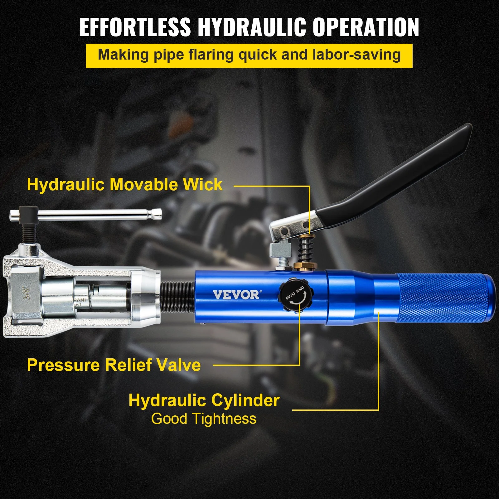Hydraulic Flaring Tool Kit, 45° Double Flaring Tool, Brake Repair Brake Flaring Tools for 3/16"-1/2", Brake Flare Tool with Tube Cutter and Deburrer, 32 PCS Tube Flaring Tools for Copper Lines - Image 3