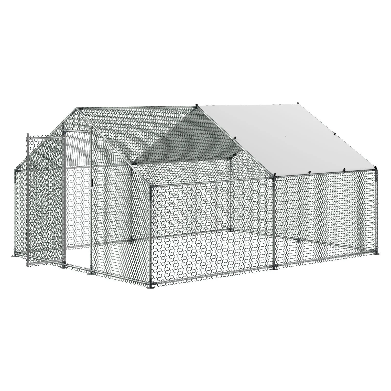 Metal Chicken Coop, 9.8x13.1x6.5 ft Large Walk-in Chicken Runs with Cover, Spire Roof Hen House Enclosure with Security Lock, Outdoor Duck Rabbit Cage Poultry Pen for Backyard, Farm, Yard - Image 3