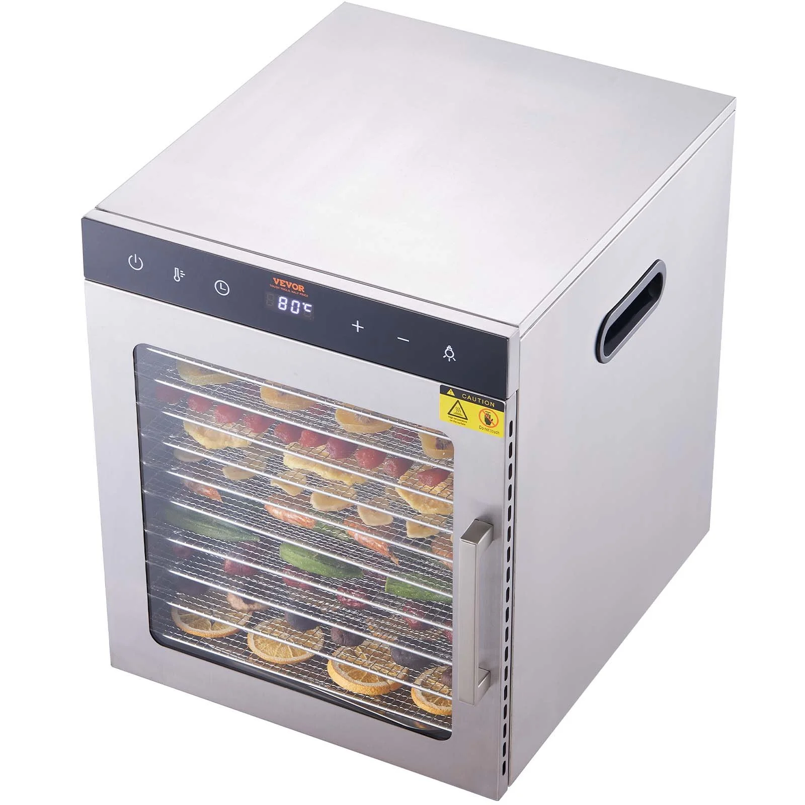 Electric Food Dehydrator Machine, 800W Electric Food Dryer, 10 Stainless Steel Trays, with Digital Adjustable Timer & Temperature for Jerky, Herb, Meat, Beef, Fruit, Dog Treats and Vegetables