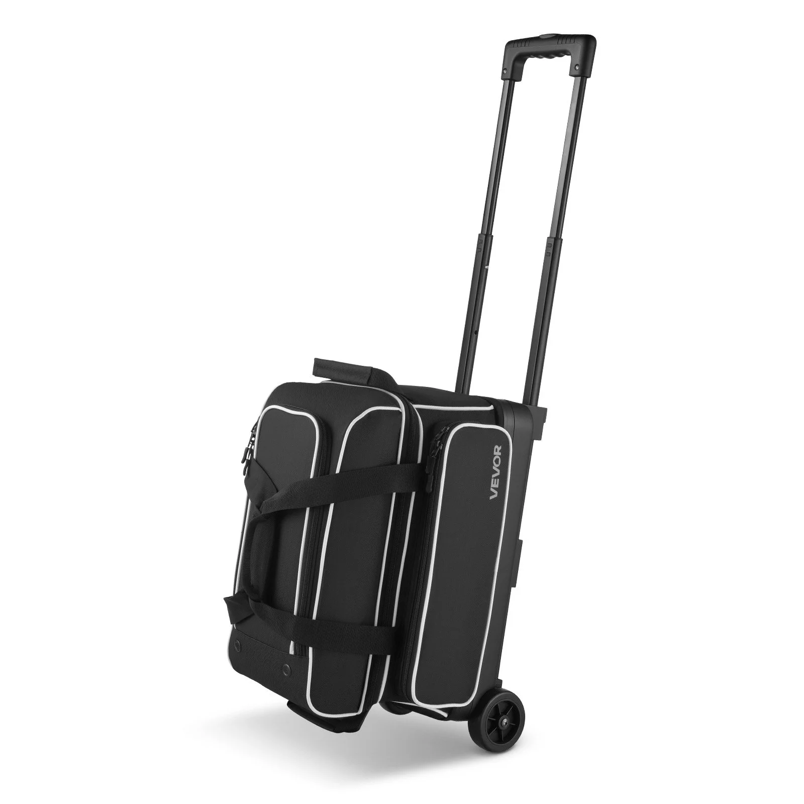 Bowling Ball Bag, 2 Ball Double Roller Bowling Bag with Wheels, Featuring a Separate Compartment for Shoes (Up To US Size 16) & Oversized Accessory Pocket, Retractable Handle Extends to 41.32 in