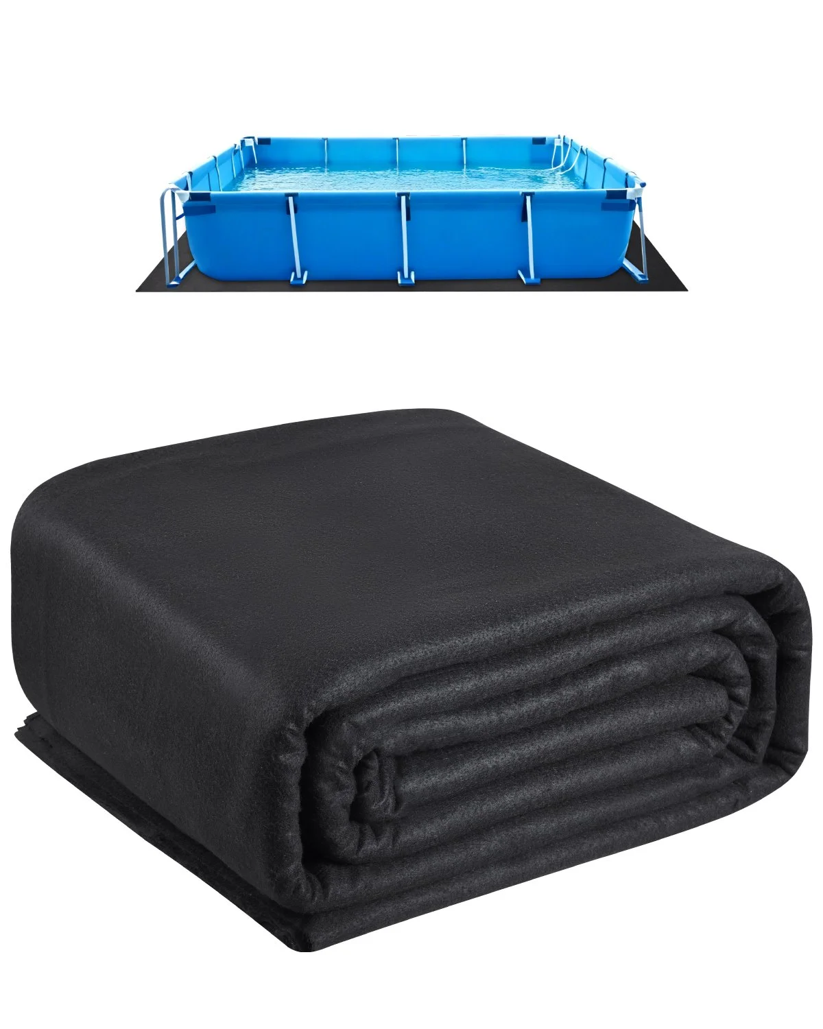 Rectangle Pool Liner Pad, 12 x24 ft Pool Liner Pad for Above Ground Swimming Pools, Extra-Thick Pool Mat, Prevents Punctures, Recycled Geotextile Material Underlayment Pad, Extend Liner Life