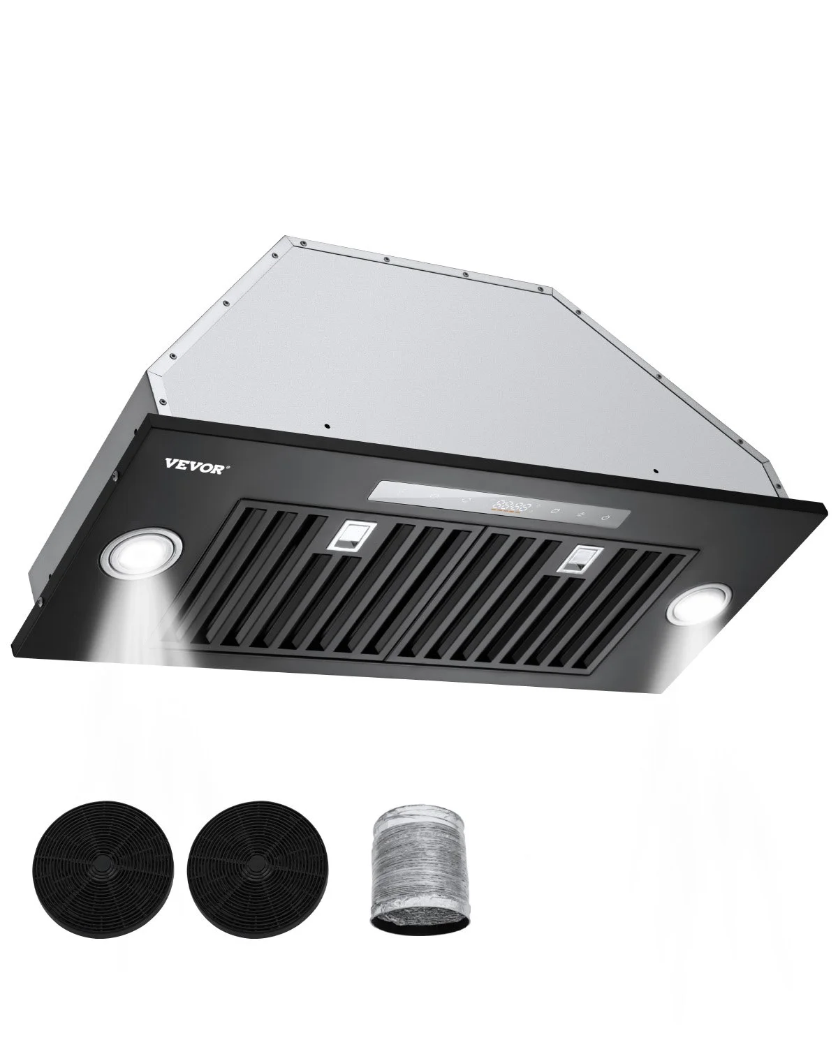 Range Hood Insert, 30 Inch Built-in Kitchen Vent Hood, 800CFM  Steel Stove Hood, with Gesture & Touch Control, LED Light, Baffle Filters, 4-Speed Exhaust Fan, Ducted/Ductless Convertible