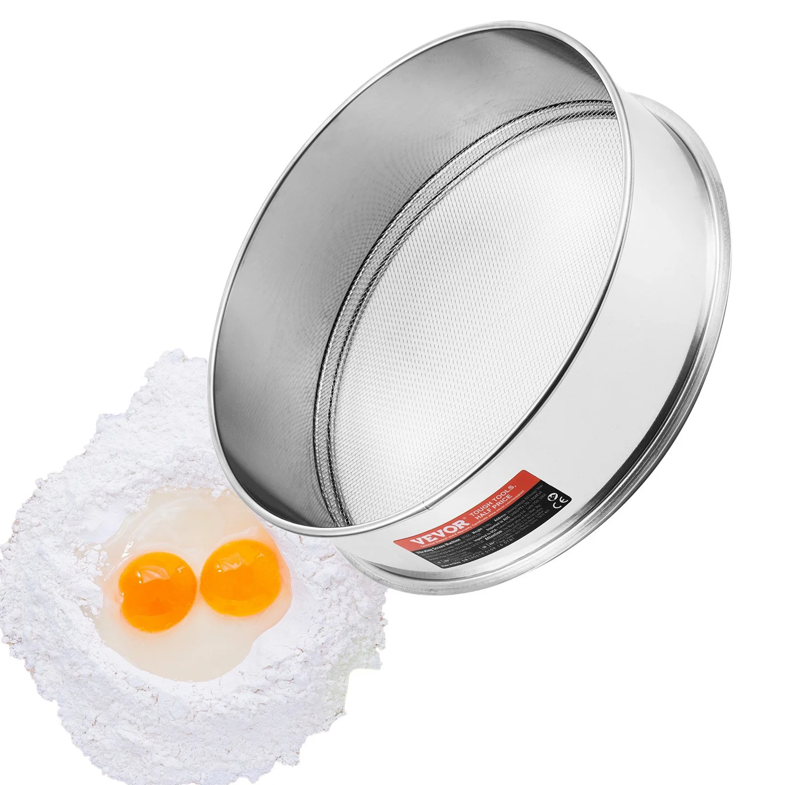 Flour Sieve Fine Mesh, 12 Mesh Flour Sifter, 304 Stainless Steel Fine Mesh Sifter Food-grade, Dia. 12.6" Fine Mesh Strainers for Baking, 5 Sizes Mesh hole for Mungbean, Rice, Flour, Pearl Powder